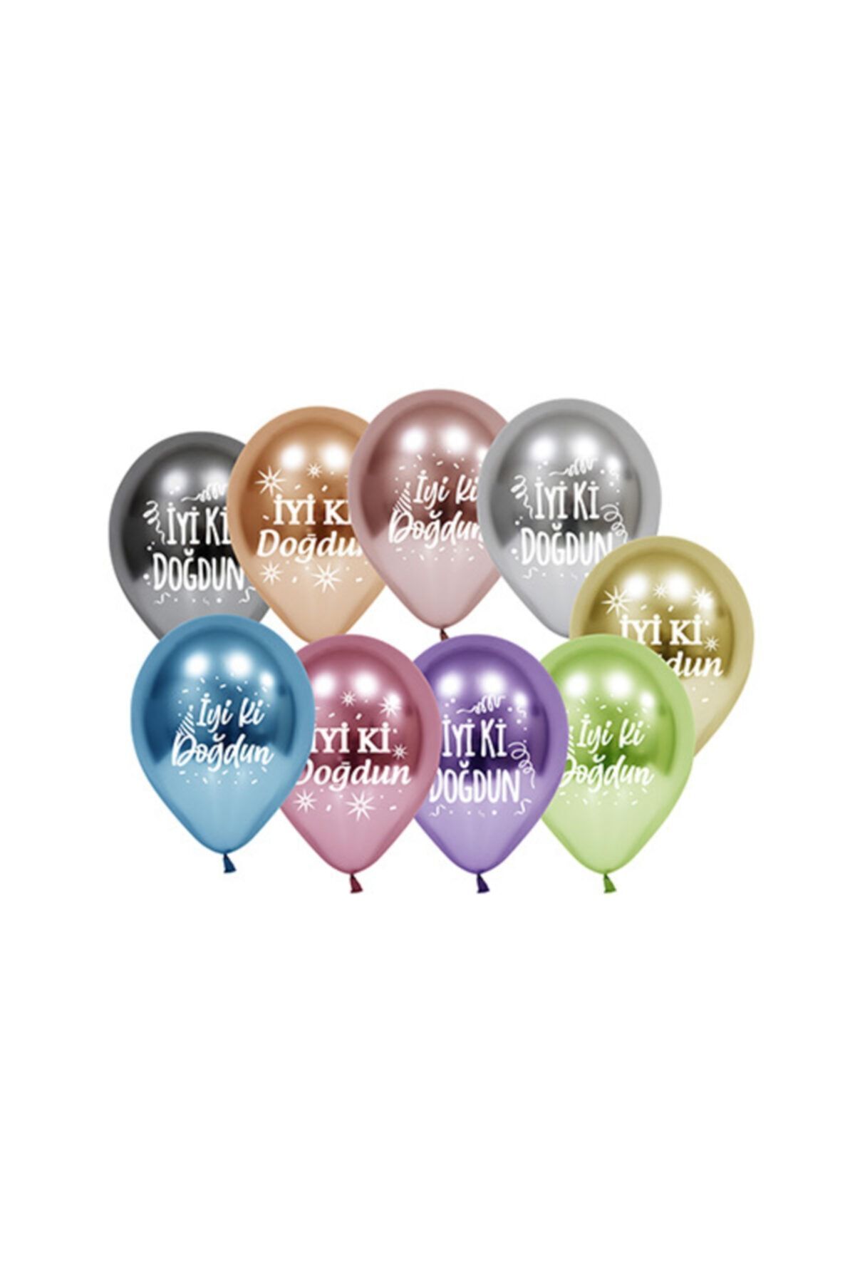 DOĞA PARTİ EVİ 12 Inç Standart Boy Baskılı Balon 10 Adet Iyiki Doğdun