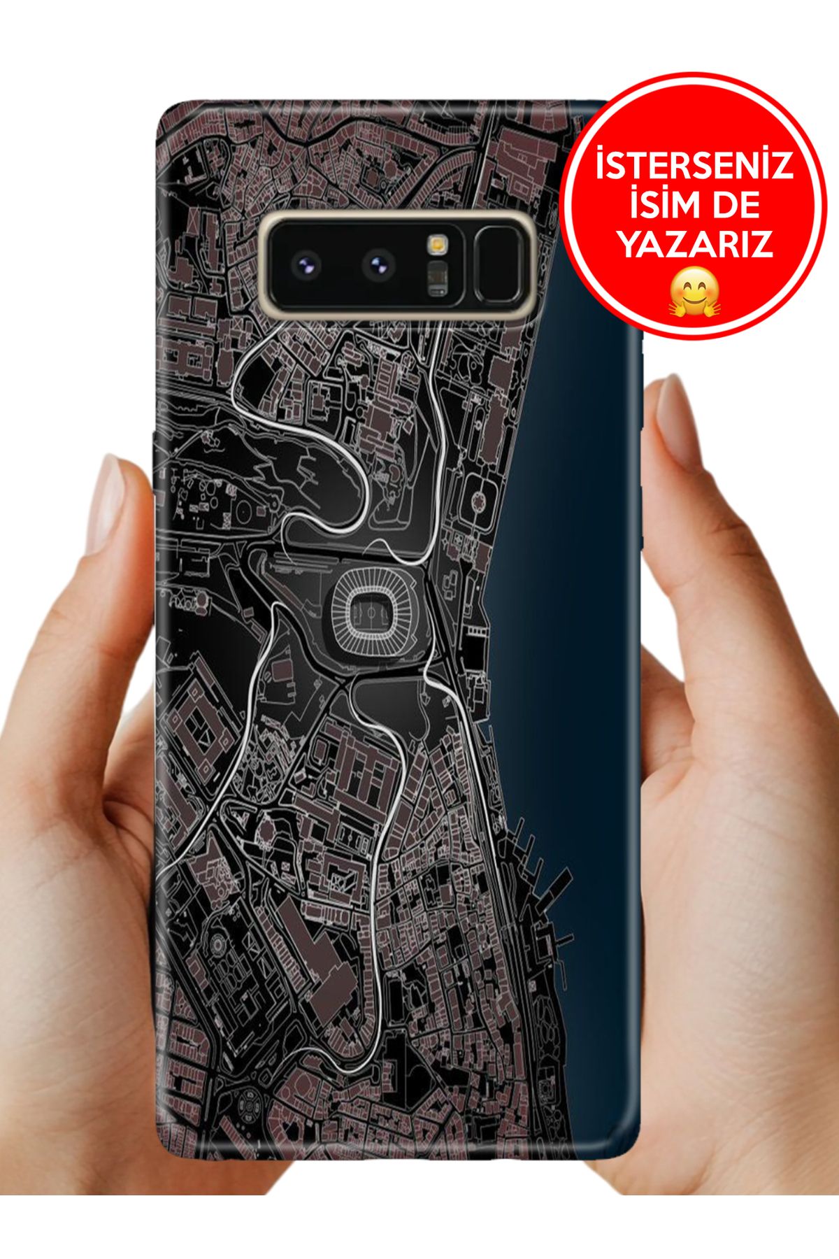 Cekuonline Galaxy Note 8 Kılıf Tam Rubber Esnek Silikon Full Koruma SiyahBeyaz Stadyum