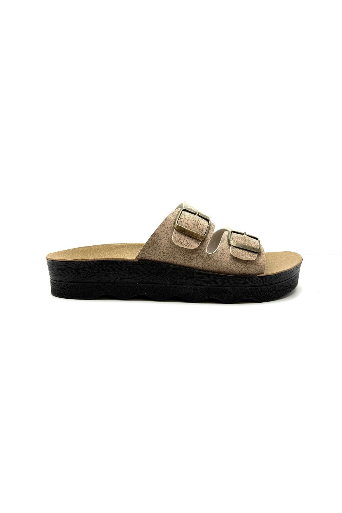 İYİSİNDEN SHOES Kadın Terlik Tokalı çift tokalı yumuşak iç taban günlük terlik