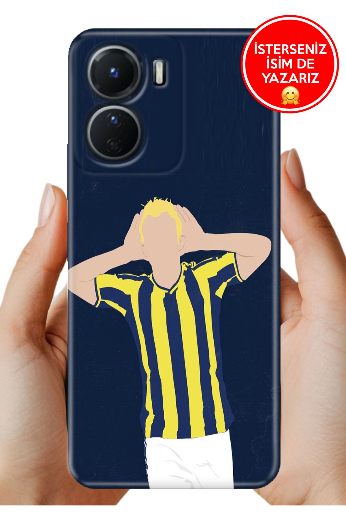 Cekuonline Y16 Kılıf Desenli Baskılı Kamera Korumalı ZRR Silikon Sarı Lacivert Gol