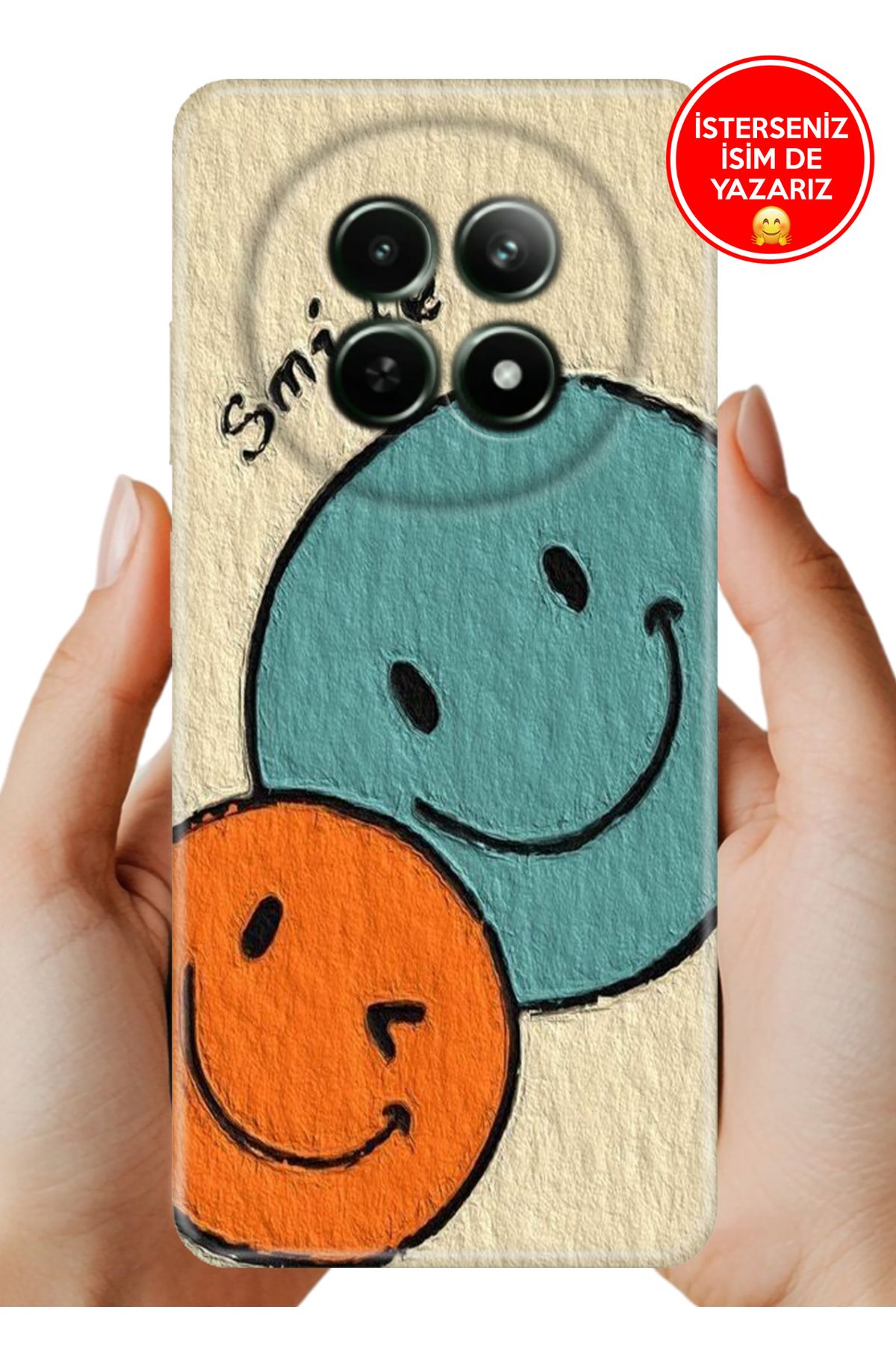realme 12+ Plus Kılıf Tam Rubber Esnek Silikon Full Koruma Smile 06744