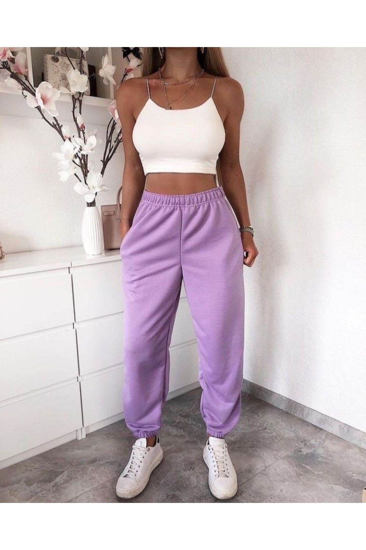 UYN SPORT Jogger Paça Lila Önü Bağcıklı Eşofman Altı