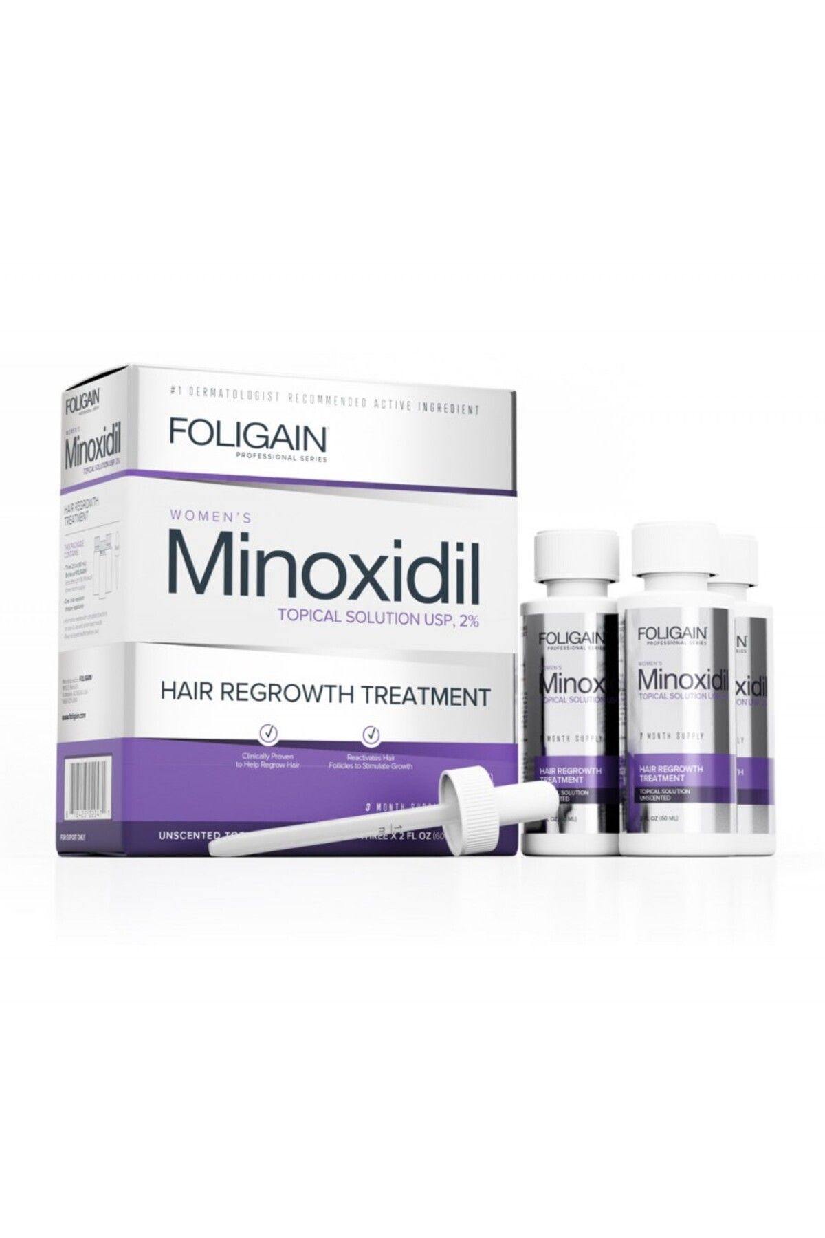 FOLIGAIN Minoxidil 2%, Regenerare Păr Pentru Femei, 3 Luni - One Size
