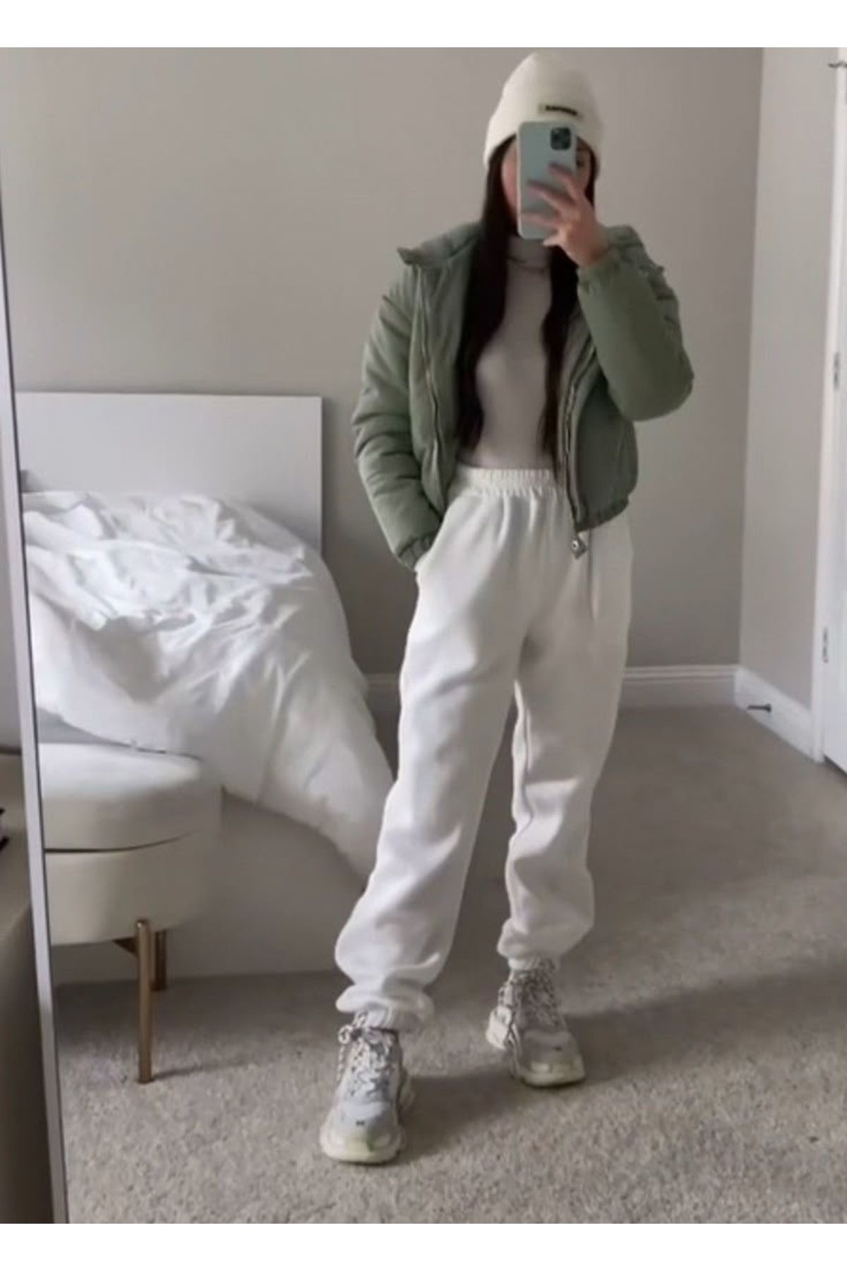 UYN SPORT Beyaz Pamuk Polyester Jogger Paça Eşofman Altı