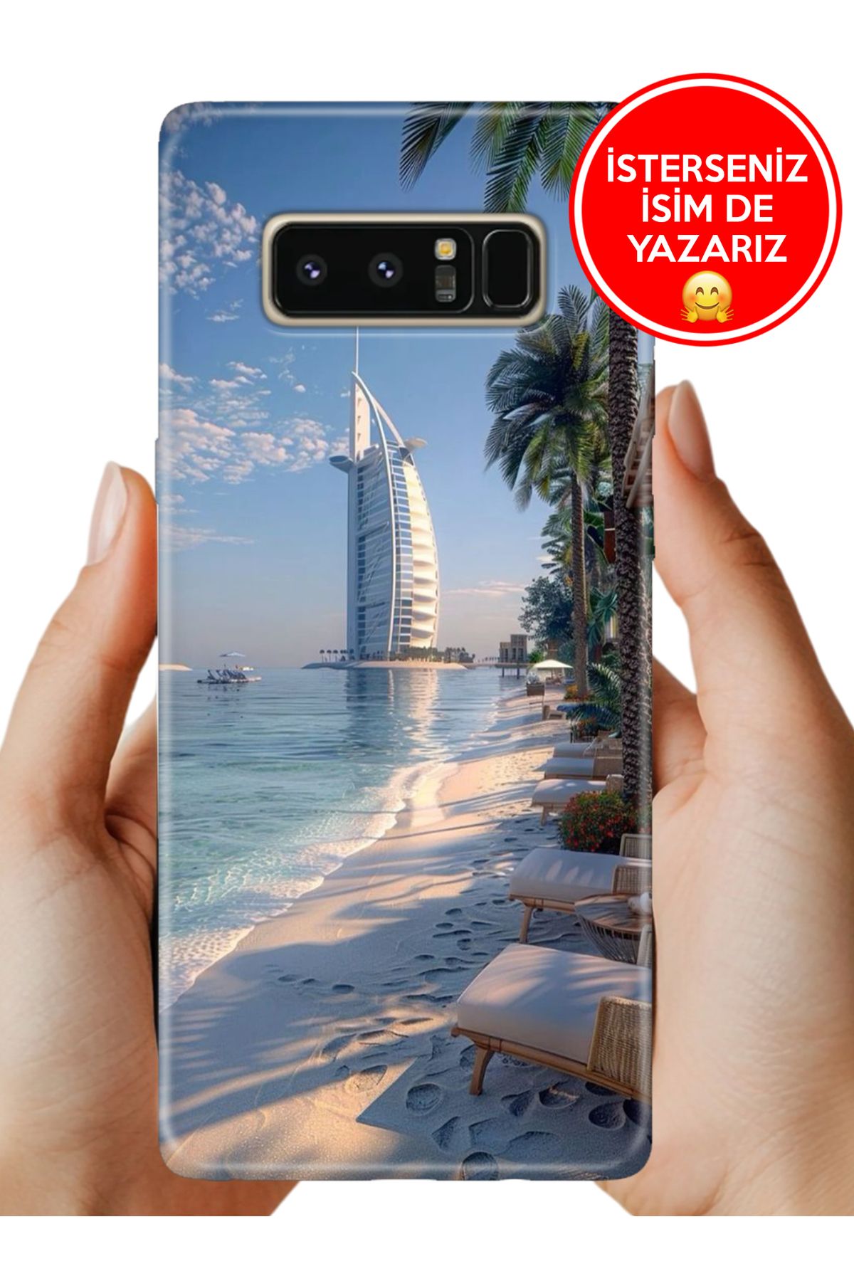 Cekuonline Galaxy Note 8 Kılıf FullCover Resimli Desenli Silikon Dubai Beach