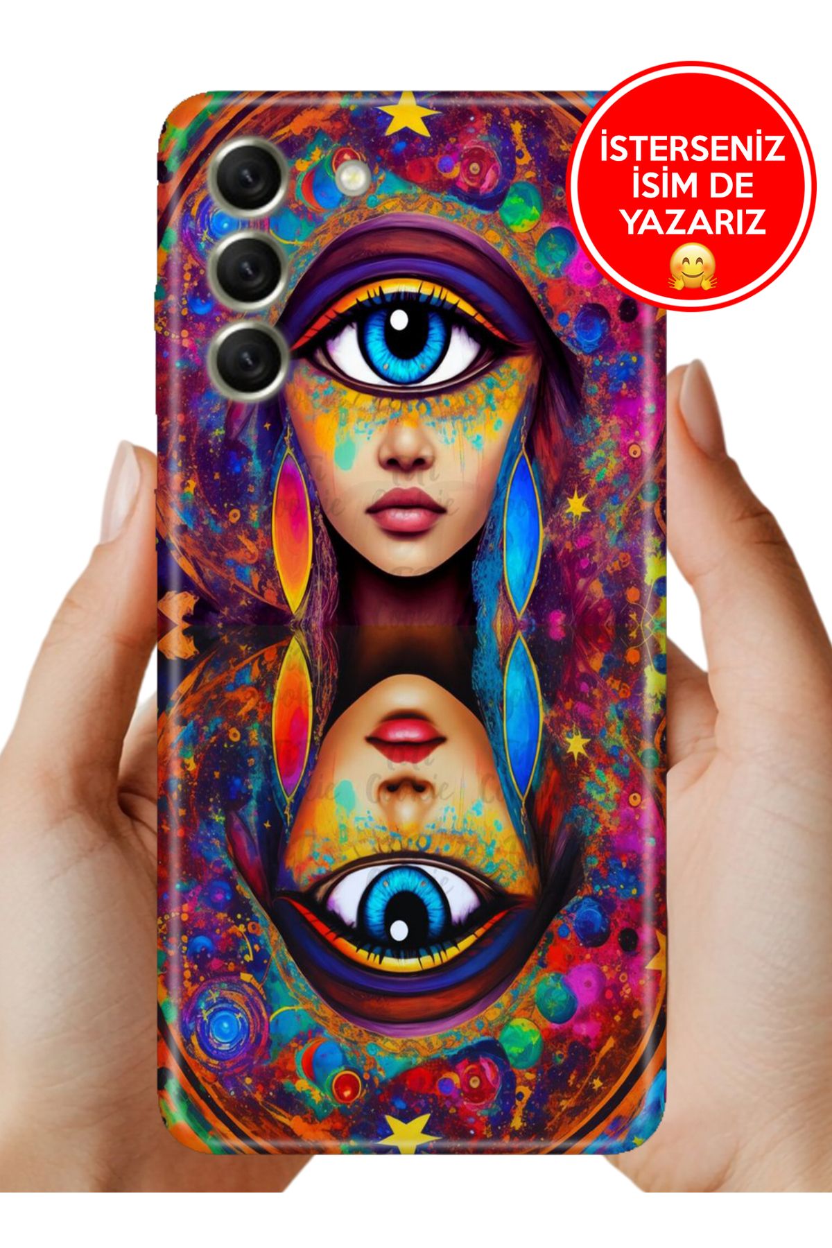 Cekuonline Samsung Galaxy S21 FE Kılıf FullCover Resimli Desenli Silikon Double Exposure