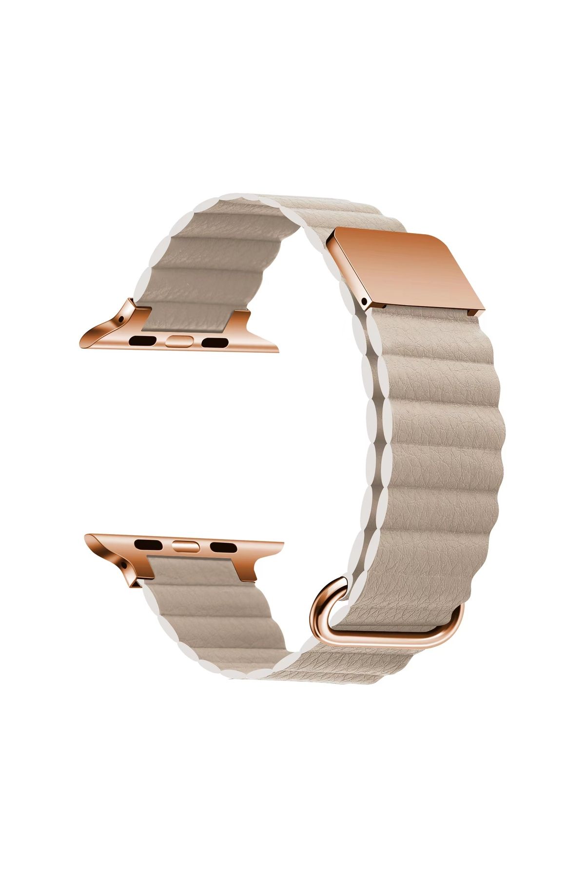 HİGUERA Watch 44mm Uyumlu KRD-78 PU Deri Kordon Strap Kayış HGEA- Krem
