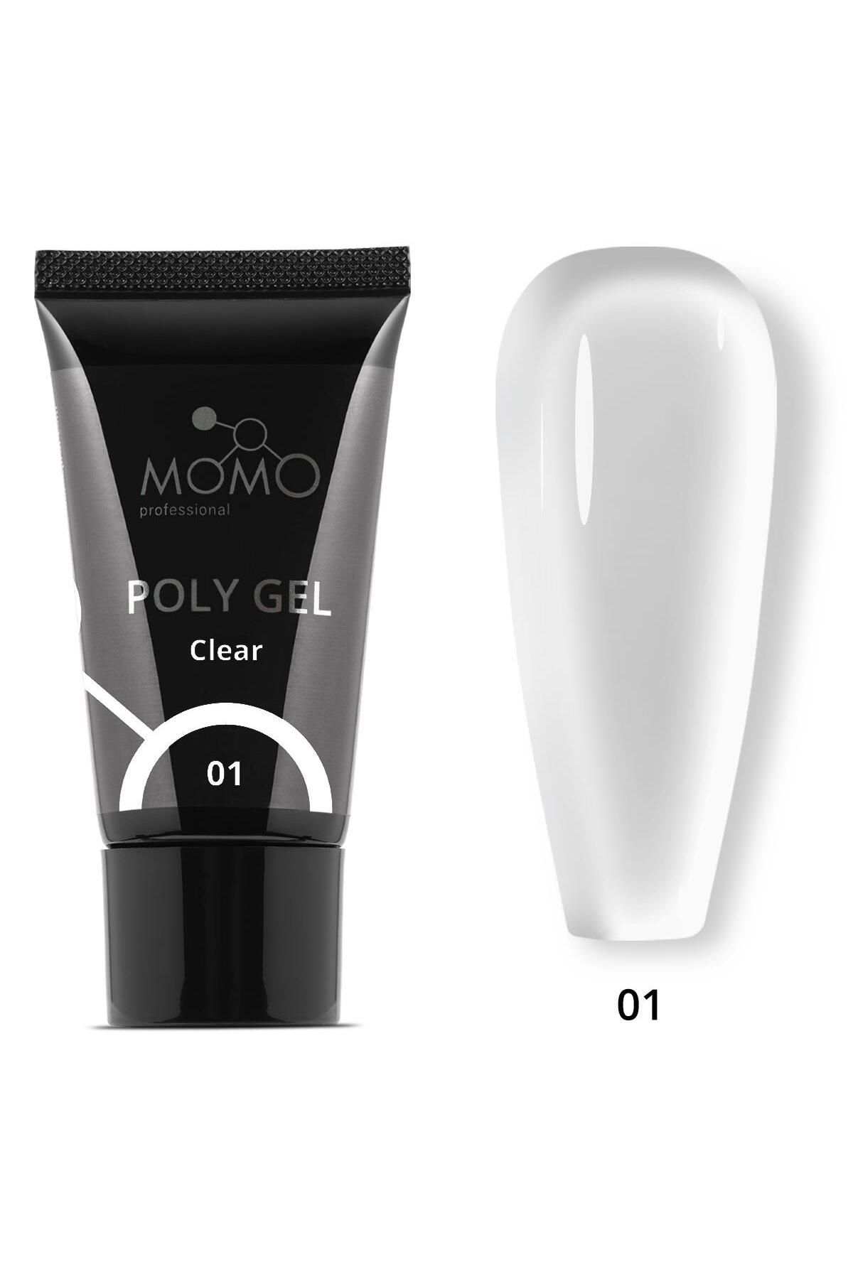 MOMO professional Protez Tırnak İçin Poly Gel, Poli Jel, No.01, Şeffaf, 30 gr