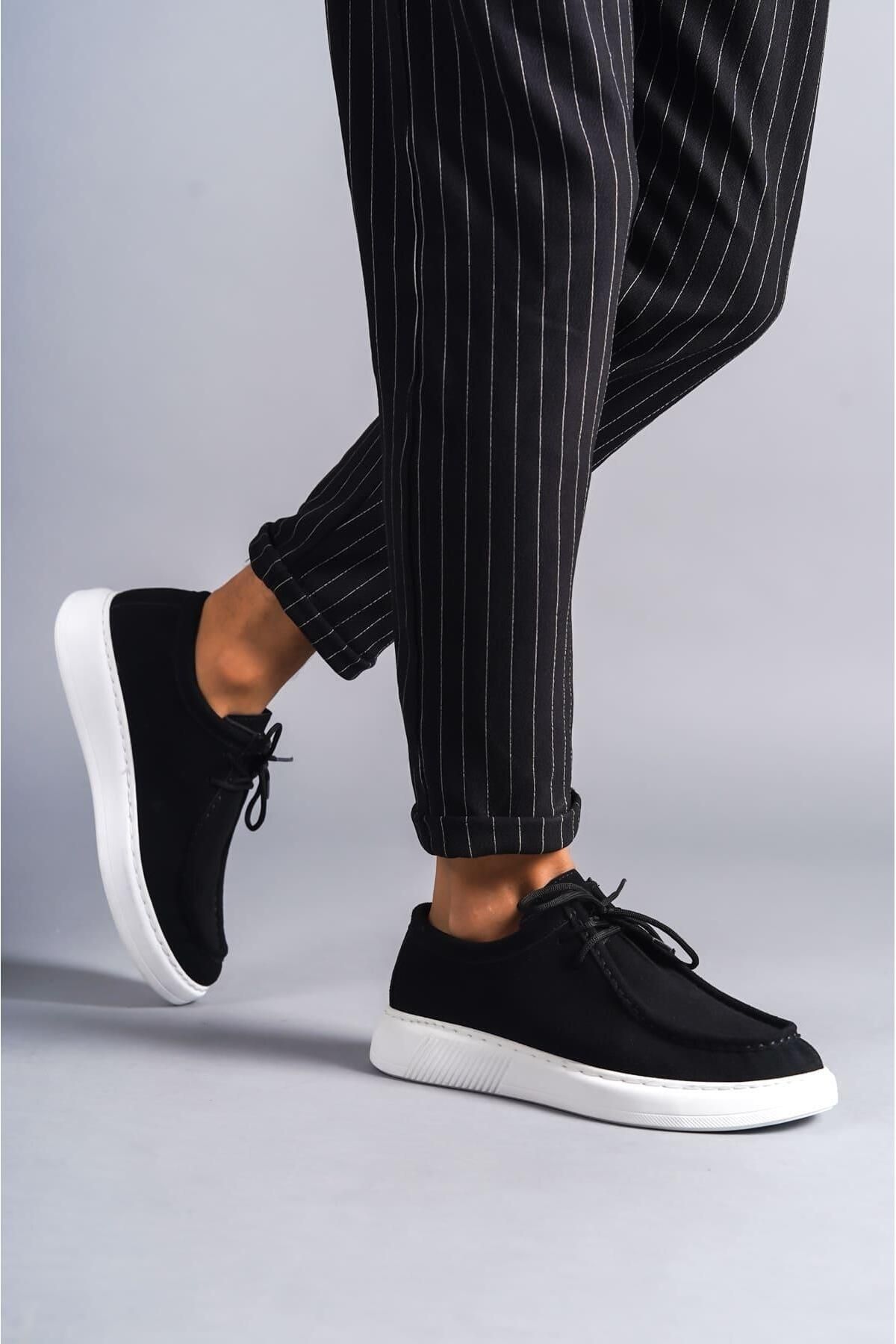 Byshoes SLW170 Tornado Bağcıklı Süet Erkek Günlük Spor Klasik Ayakkabı SBT - Siyah