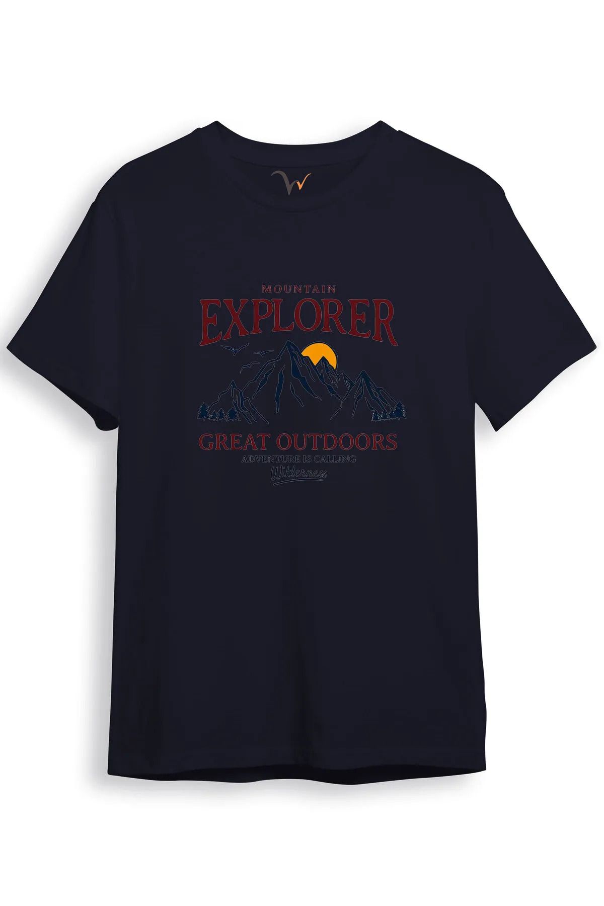 joyyfashion Mountain Explorer Dağcı Gezgin-Araştırmacı Regular Fit %100 Pamuk Bisiklet Yaka T-shirt