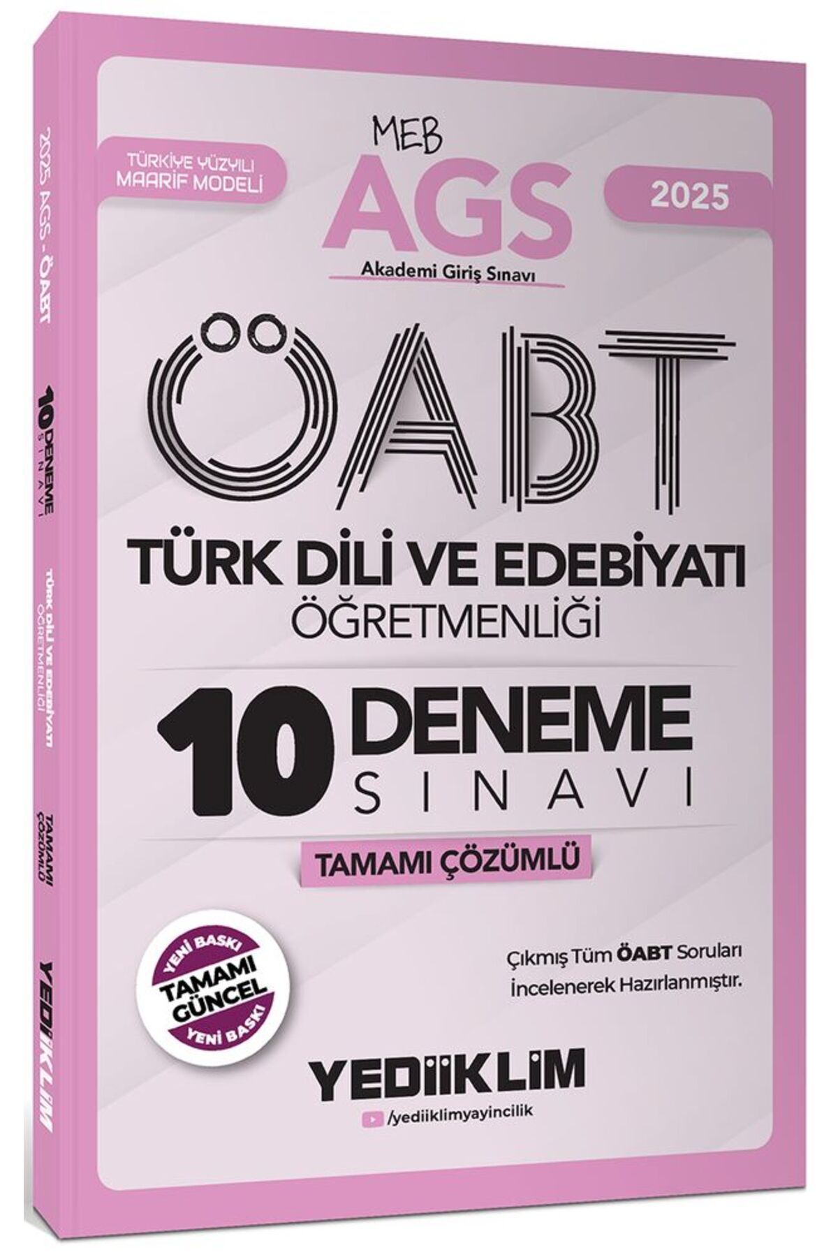 Yediiklim Yayınları Yediiklim 2025 MEB AGS ÖABT Türk Dili ve Edebiyatı Öğretmenliği Tamamı Çözümlü 10 Deneme Sınavı