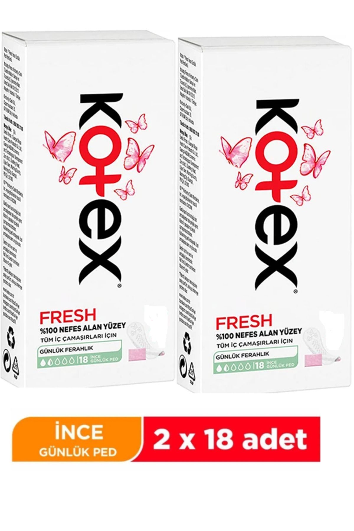 Kotex Günlük Ped Parfümsüz 18'li X 2 Adet