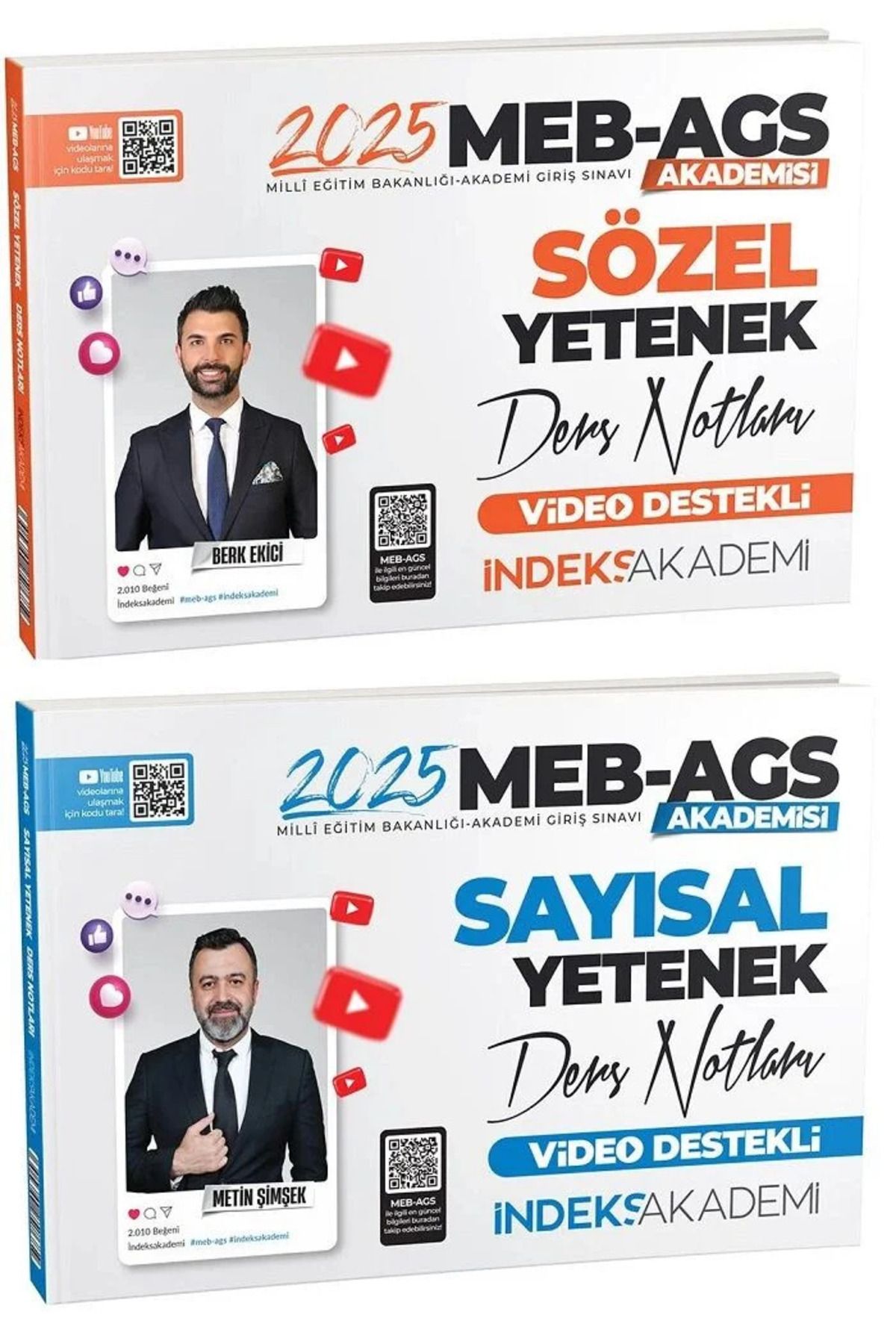 İndeks Akademi İndeks 2025 MEB-AGSsi Sözel+Sayısal Yetenek Ders Notları 2 li Set