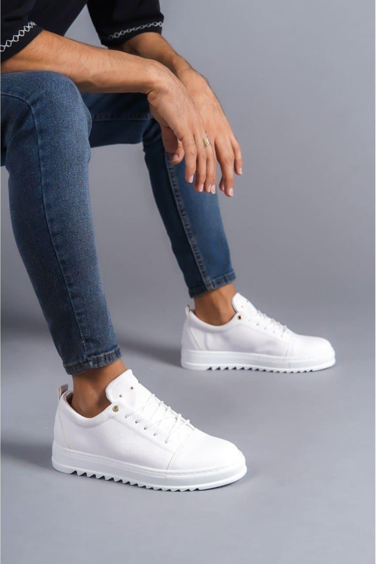 Byshoes SLW152 Cool Bağcıklı Cilt Erkek Günlük Spor Klasik Ayakkabı CBT - Beyaz