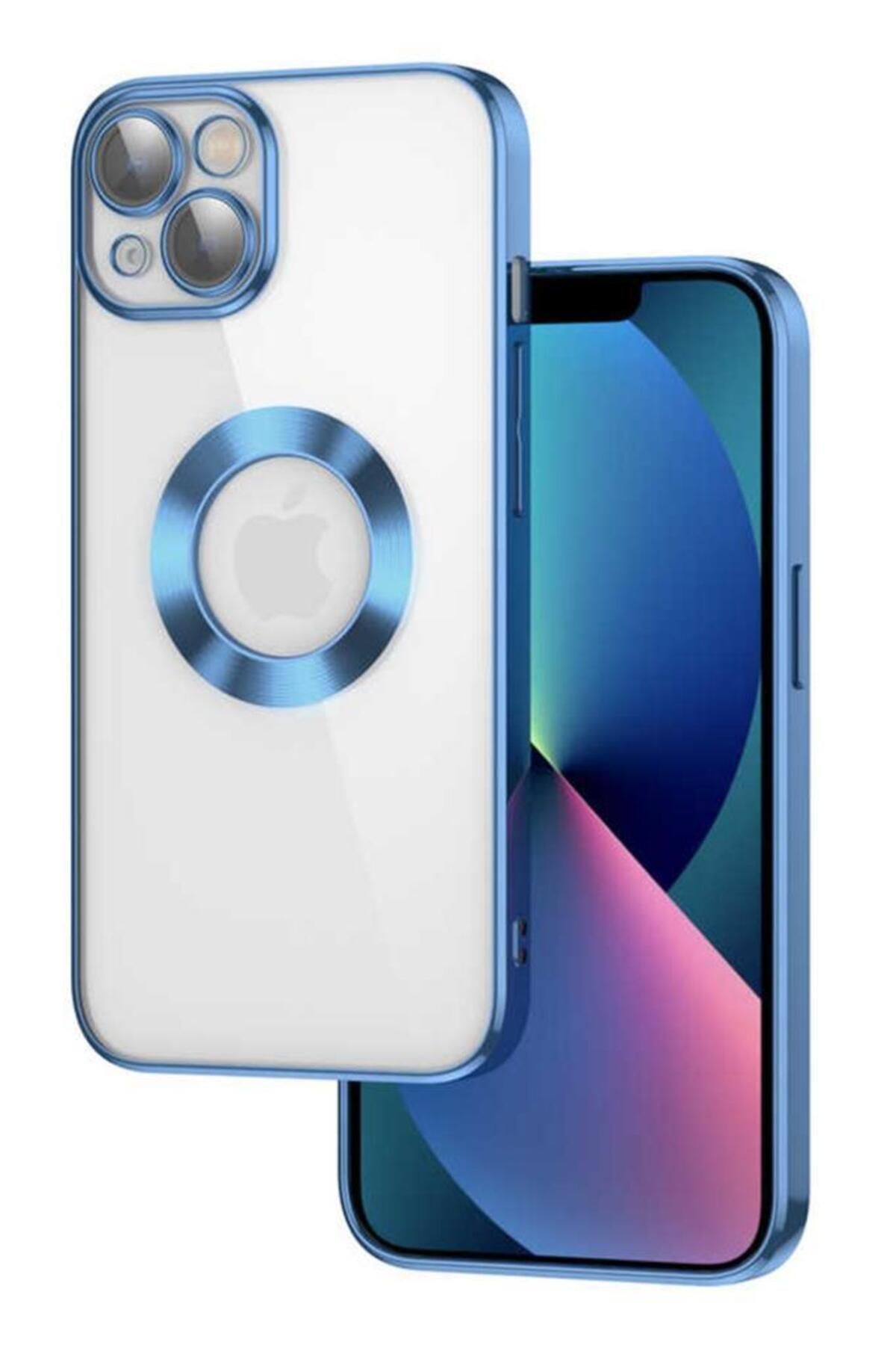 Ceponya Apple iPhone 13 Kılıf Köşeleri Renkli Şeffaf Kamera Korumalı Silikon Luxury Kapak
