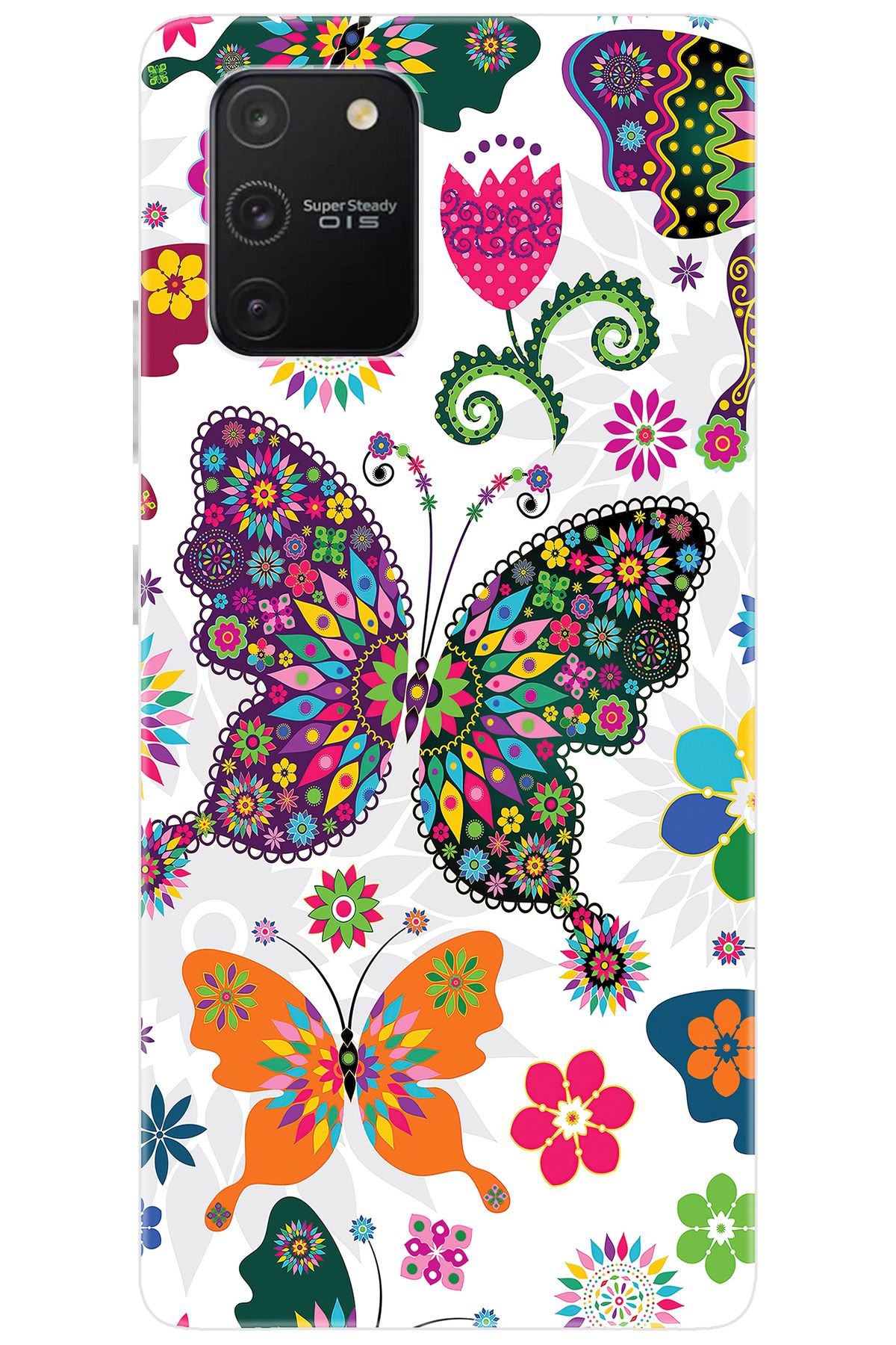 Ceppare Samsung Galaxy S10 Lite (SM-G770F) Uyumlu Kılıf Desenli Silikon Renkli Kelebekler STK:541 CP-H26Rrzh