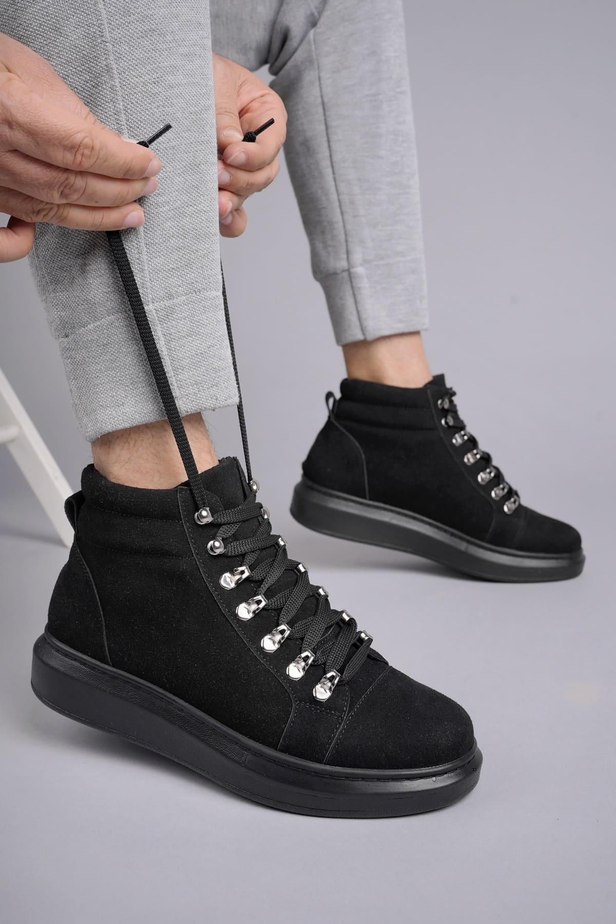 Byshoes SLW206 Ottawa Bağcıklı Süet Erkek Günlük Spor Bot ST - Siyah