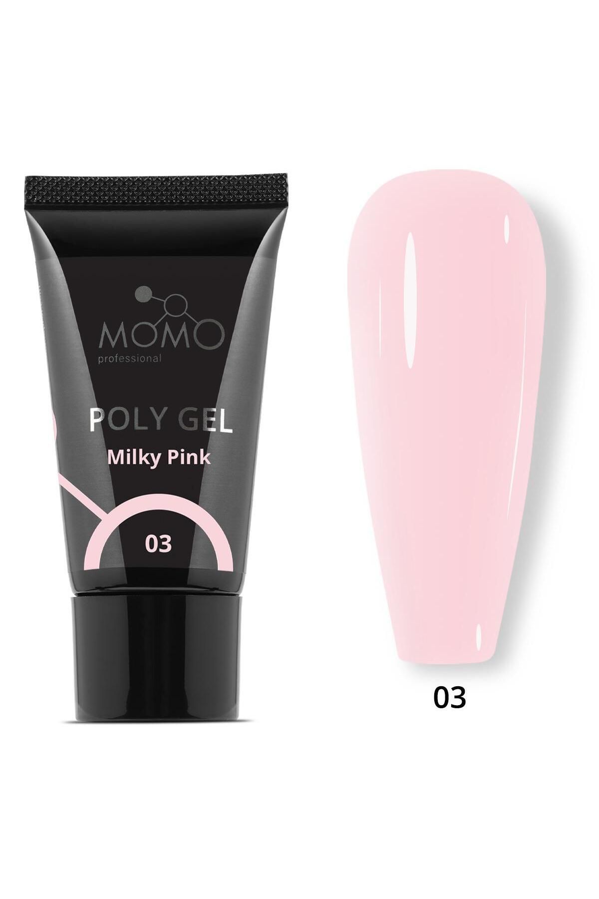 MOMO professional Protez Tırnak İçin Poly Gel, Poli Jel, No.03, Açık Pembe, 30 gr