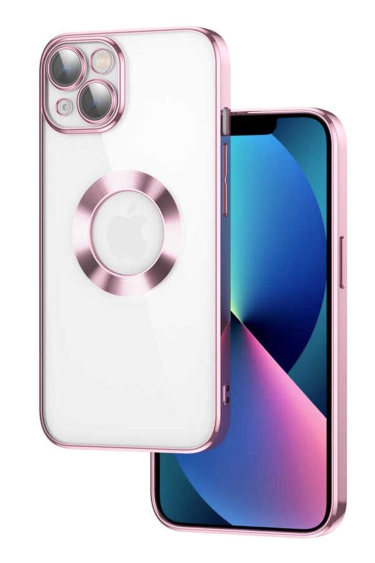 Ceponya Apple iPhone 13 Kılıf Köşeleri Renkli Şeffaf Kamera Korumalı Silikon Luxury Kapak