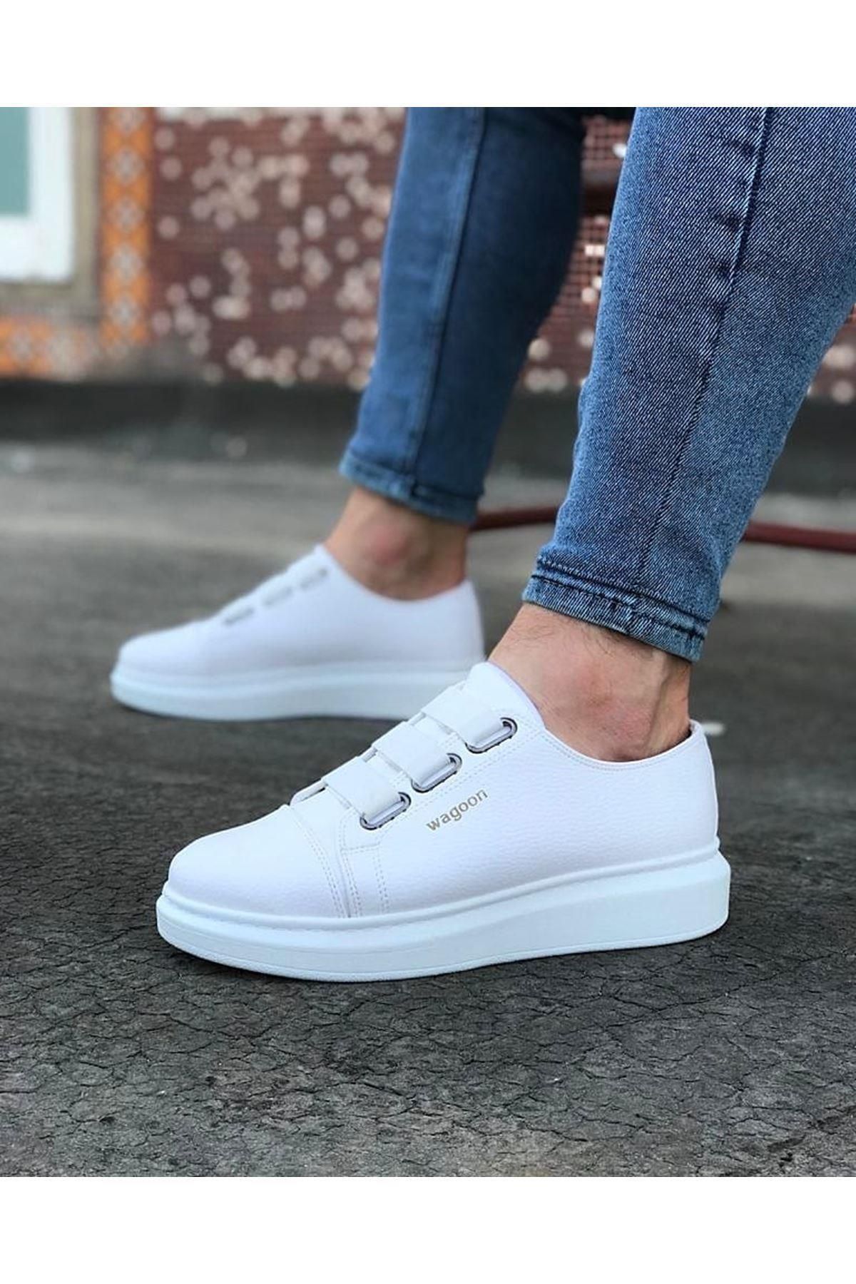 Byshoes Wagoon WG026 Beyaz Kalın Taban Casual Erkek Ayakkabı