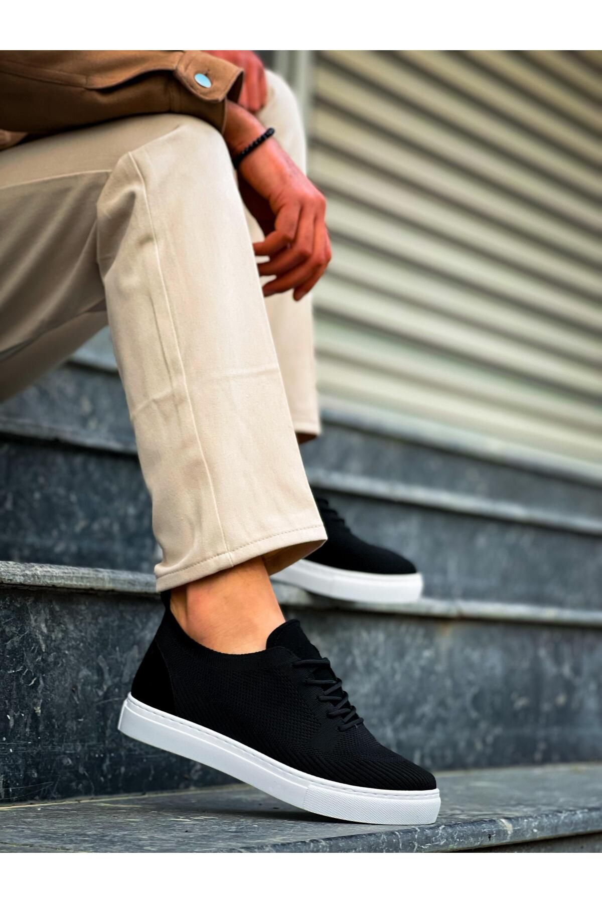 Byshoes KB-101 Kuback Siyah Triko Bağcıklı Günlük Erkek Ayakkabı