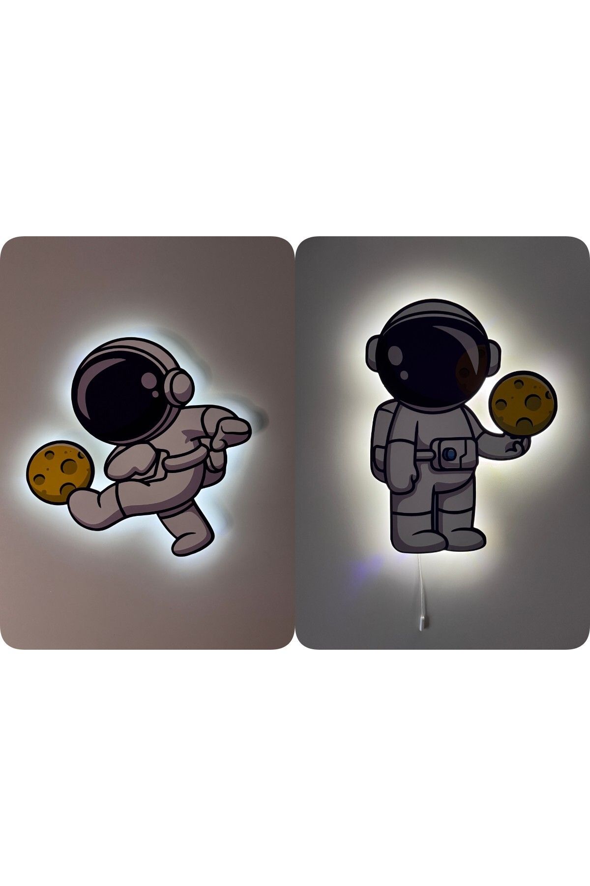 UViolets Dekoratif Baskılı Astronotlar Çocuk Odası Gece Lamba (2'Lİ ÜRÜN)