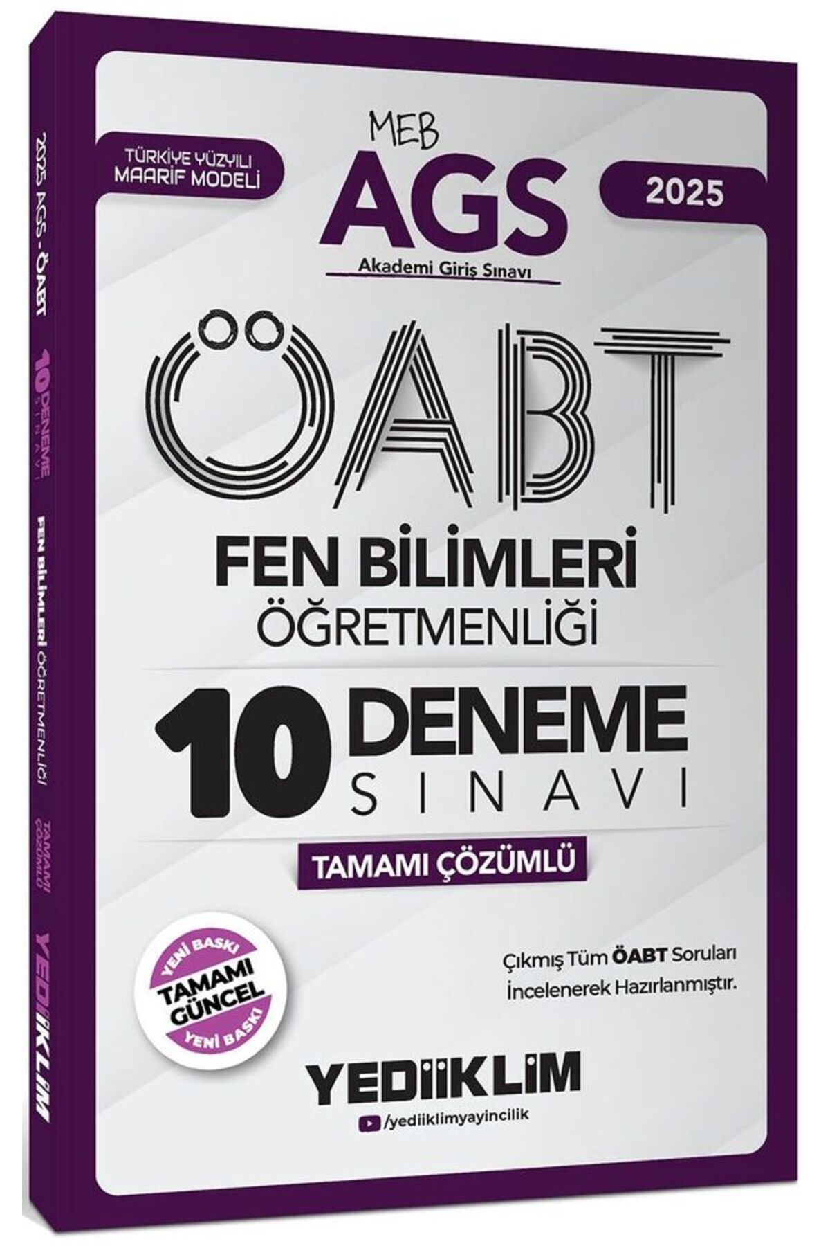 Yediiklim Yayınları Yediiklim 2025 MEB AGS ÖABT Fen Bilimleri Öğretmenliği Tamamı Çözümlü 10 Deneme Sınavı