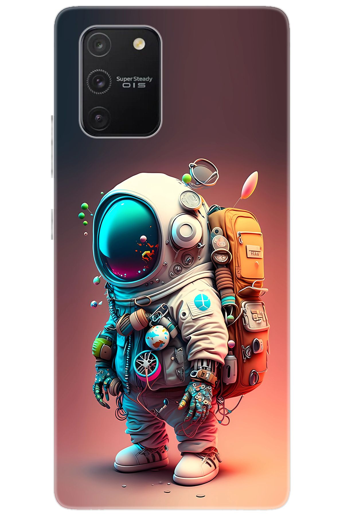 Ceppare Samsung Galaxy S10 Lite (SM-G770F) Uyumlu Kılıf Desen Baskılı Silikon Astronot STK:682 CP-sRFfjYt