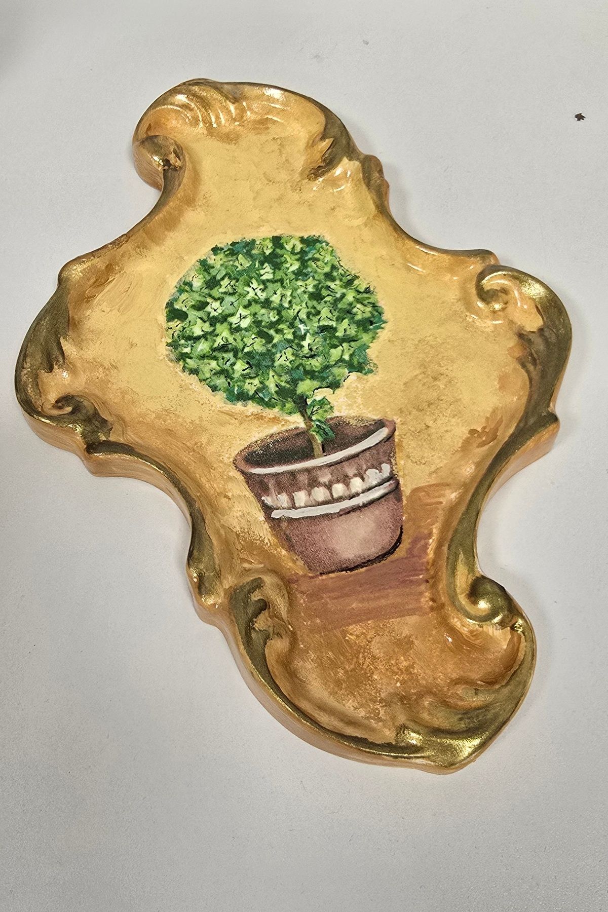 elayarts Bohem vintage tarzda sunum tabağı altın detaylı el boyaması zarif