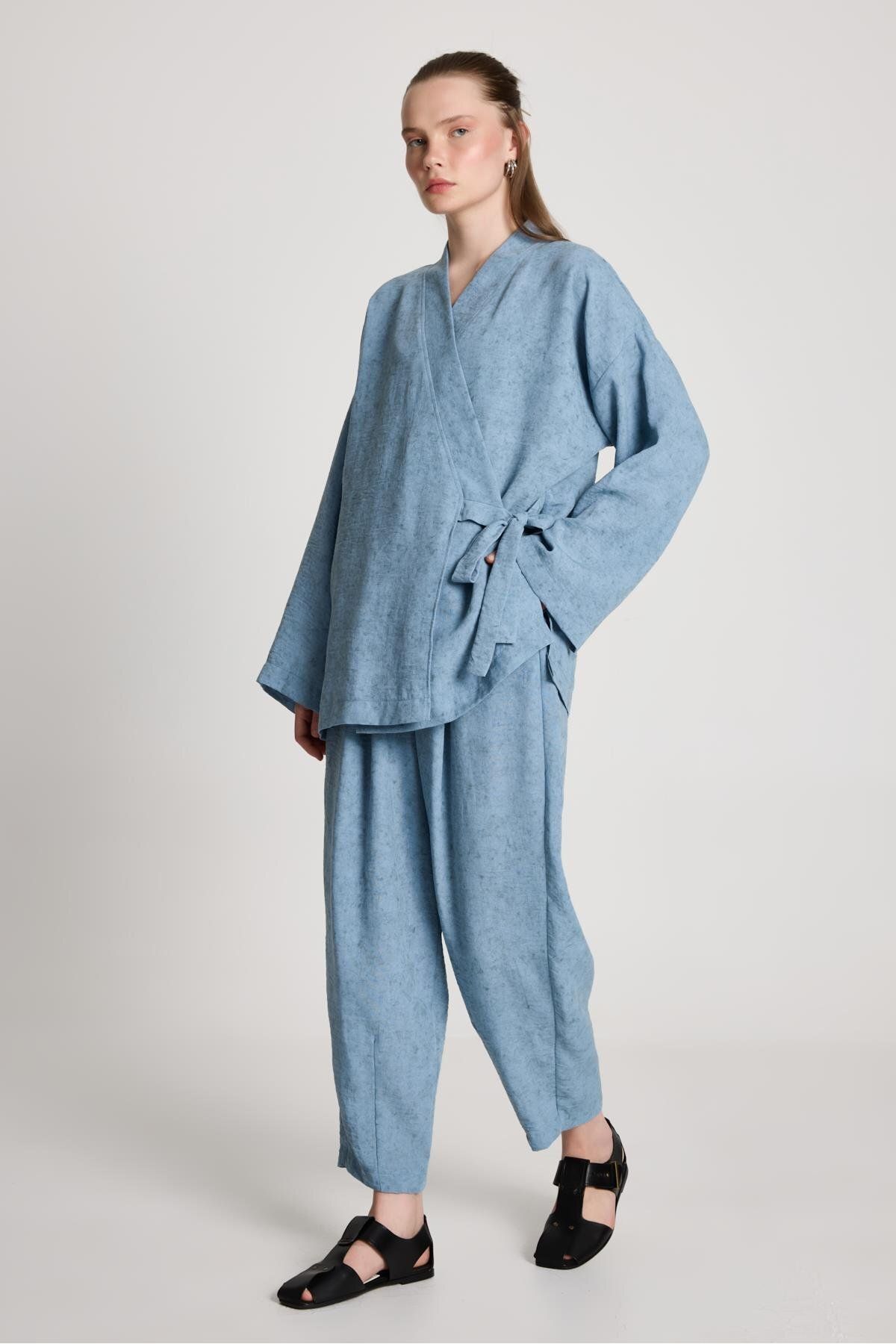 minaaise Pauline Keten Pantolon İndigo
