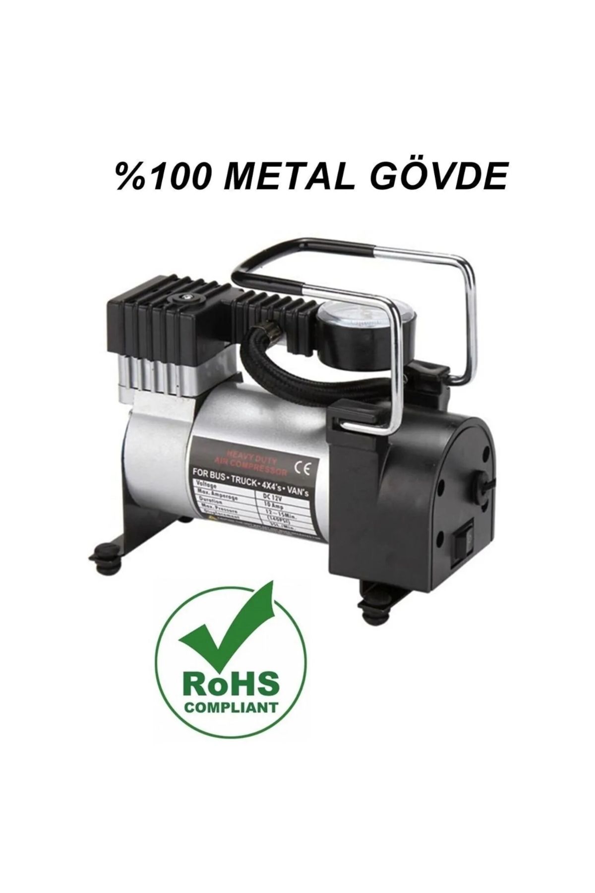 hkym Metal Araç Hava Lastik Pompası Kompresör Oto Araç Taşınabilir Profesyonel Çakmak