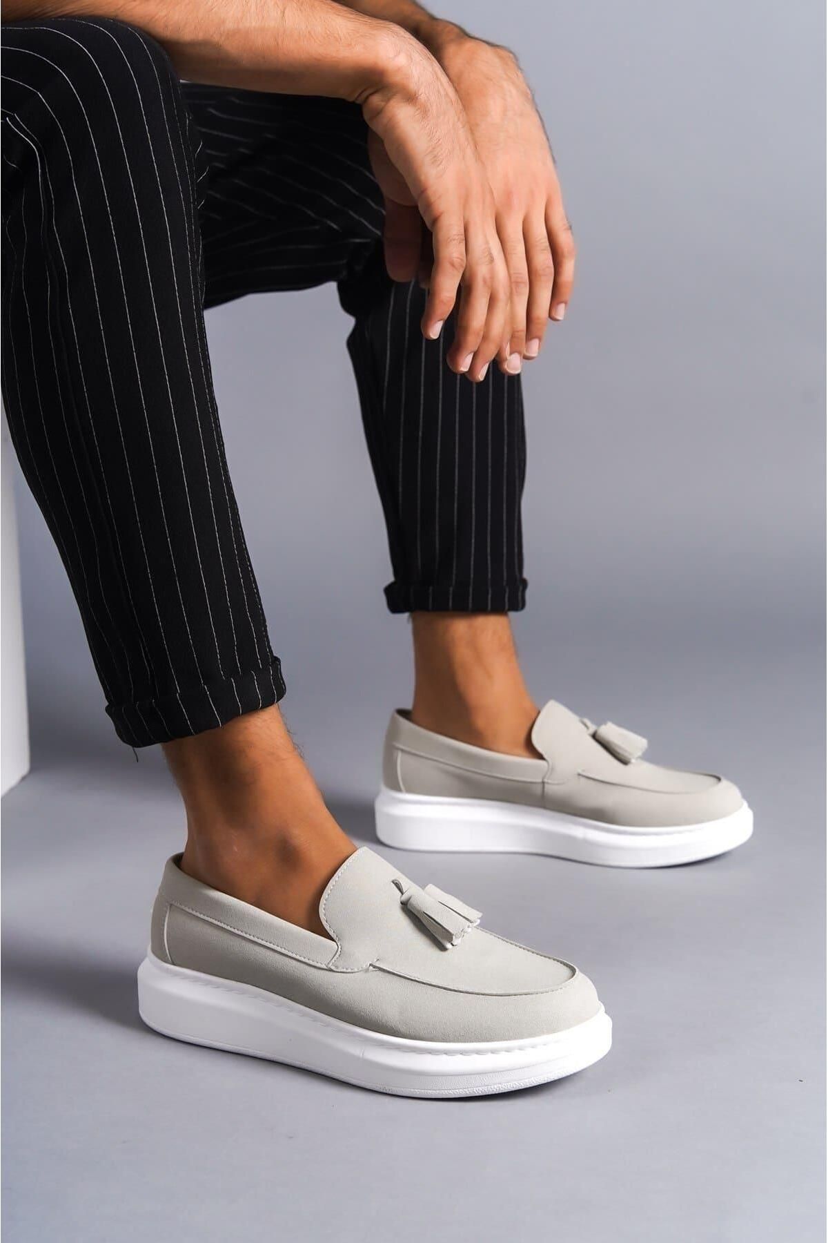 Byshoes SLW154 Blaze Bağcıksız Püsküllü Süet Erkek Günlük Spor Klasik Ayakkabı SBT - Gri