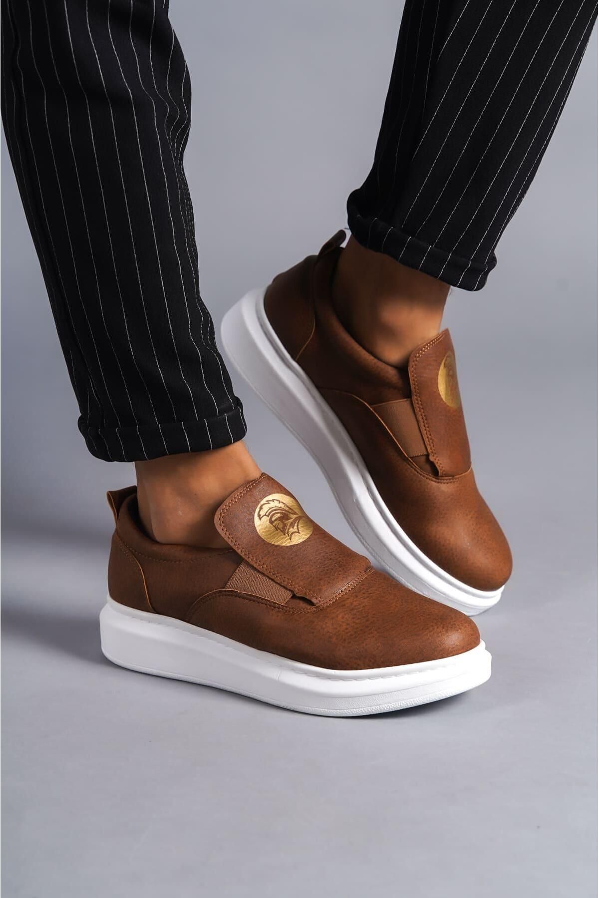 Byshoes SLW161 Hippo Bağcıksız Cilt Erkek Günlük Sneaker Ayakkabı CBT - Taba