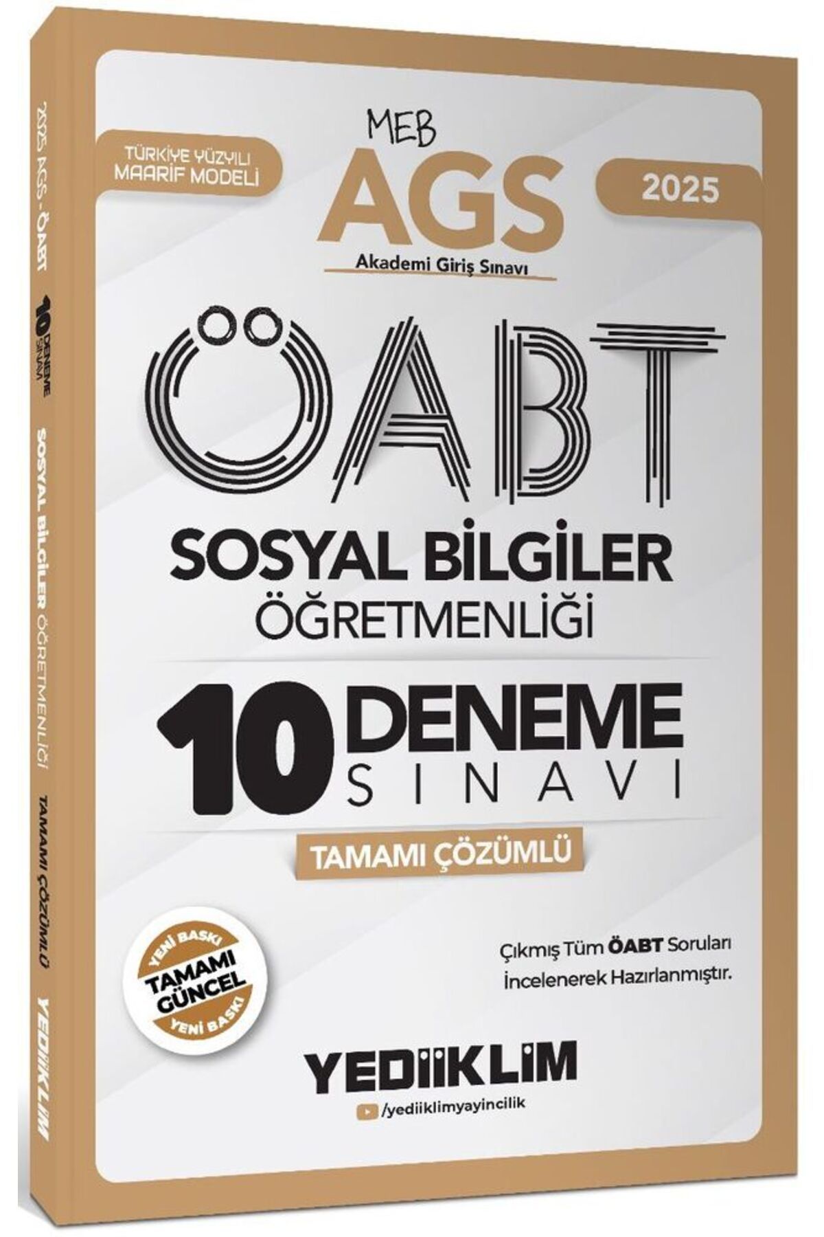 Yediiklim Yayınları Yediiklim 2025 MEB AGS ÖABT Sosyal Bilgiler Öğretmenliği Tamamı Çözümlü 10 Deneme Sınavı