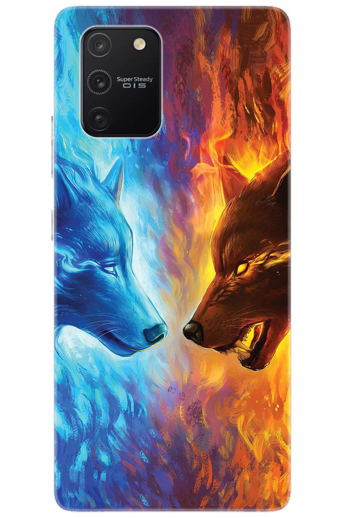Ceppare Samsung Galaxy S10 Lite (SM-G770F) Uyumlu Kılıf Desenli Silikon Alev ve Kurtlar STK:489 CP-bIIMG4G