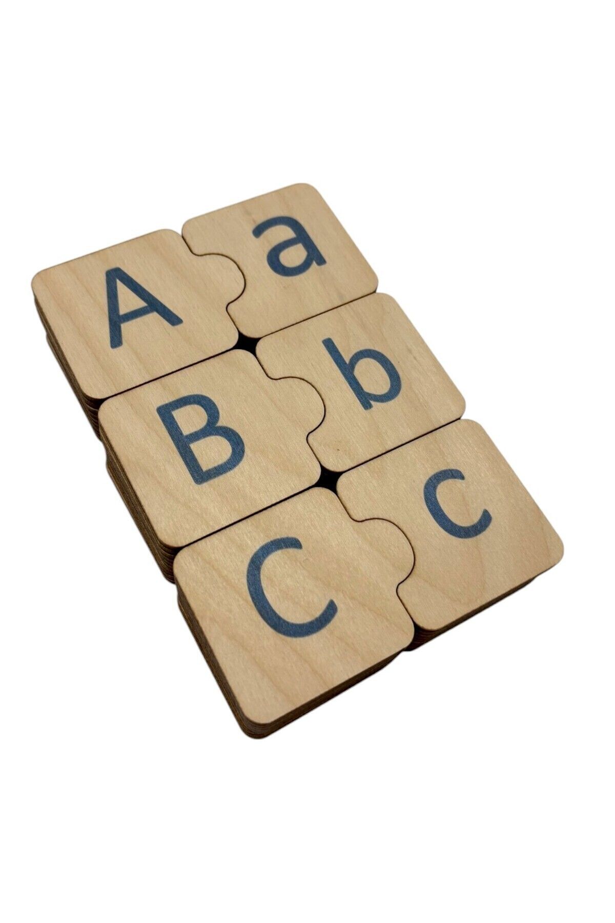 Mind of Toys Azeri Alfabe Eşleme, Ahşap Puzzle, Mavi, Montessori Büyük Küçük Harf Bulmaca Oyunu, 32 Harf