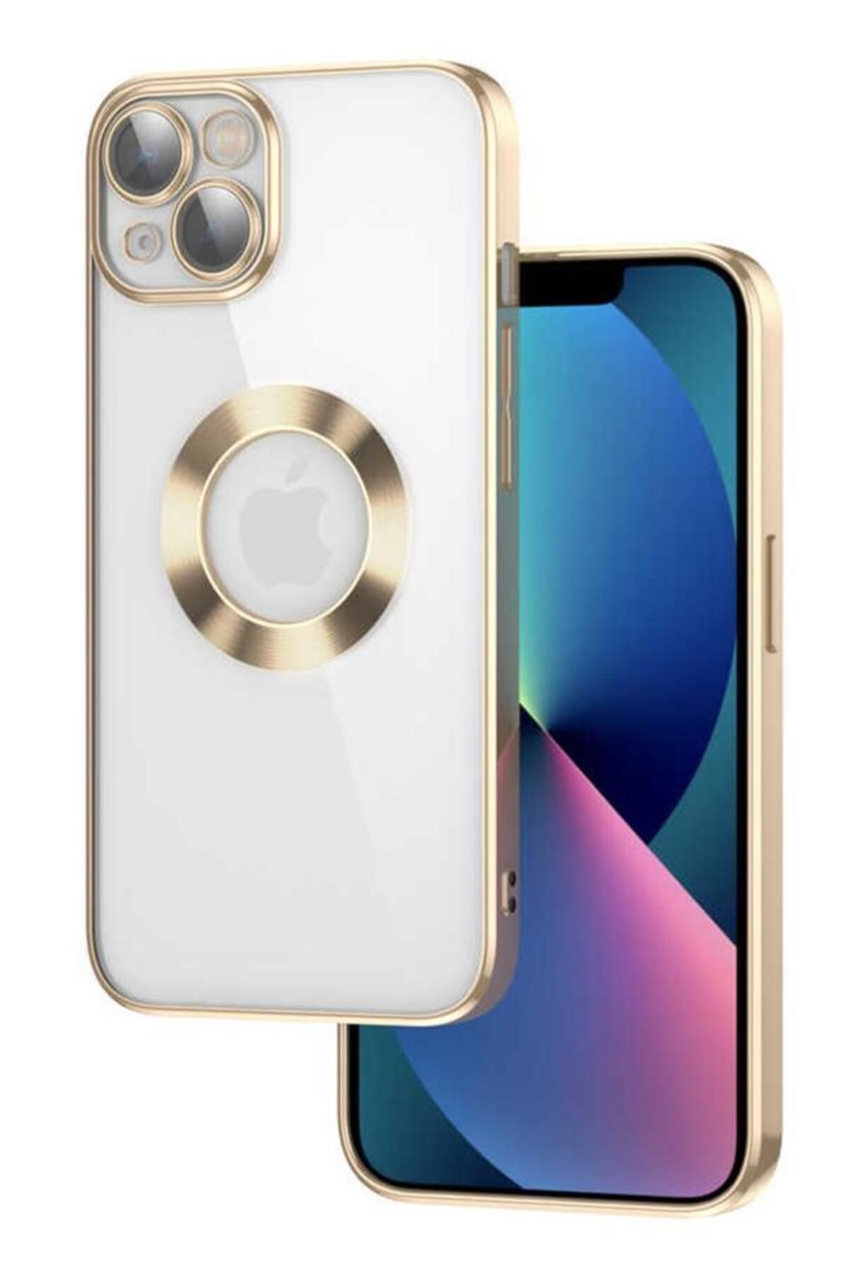 Ceponya Apple iPhone 13 Kılıf Köşeleri Renkli Şeffaf Kamera Korumalı Silikon Luxury Kapak