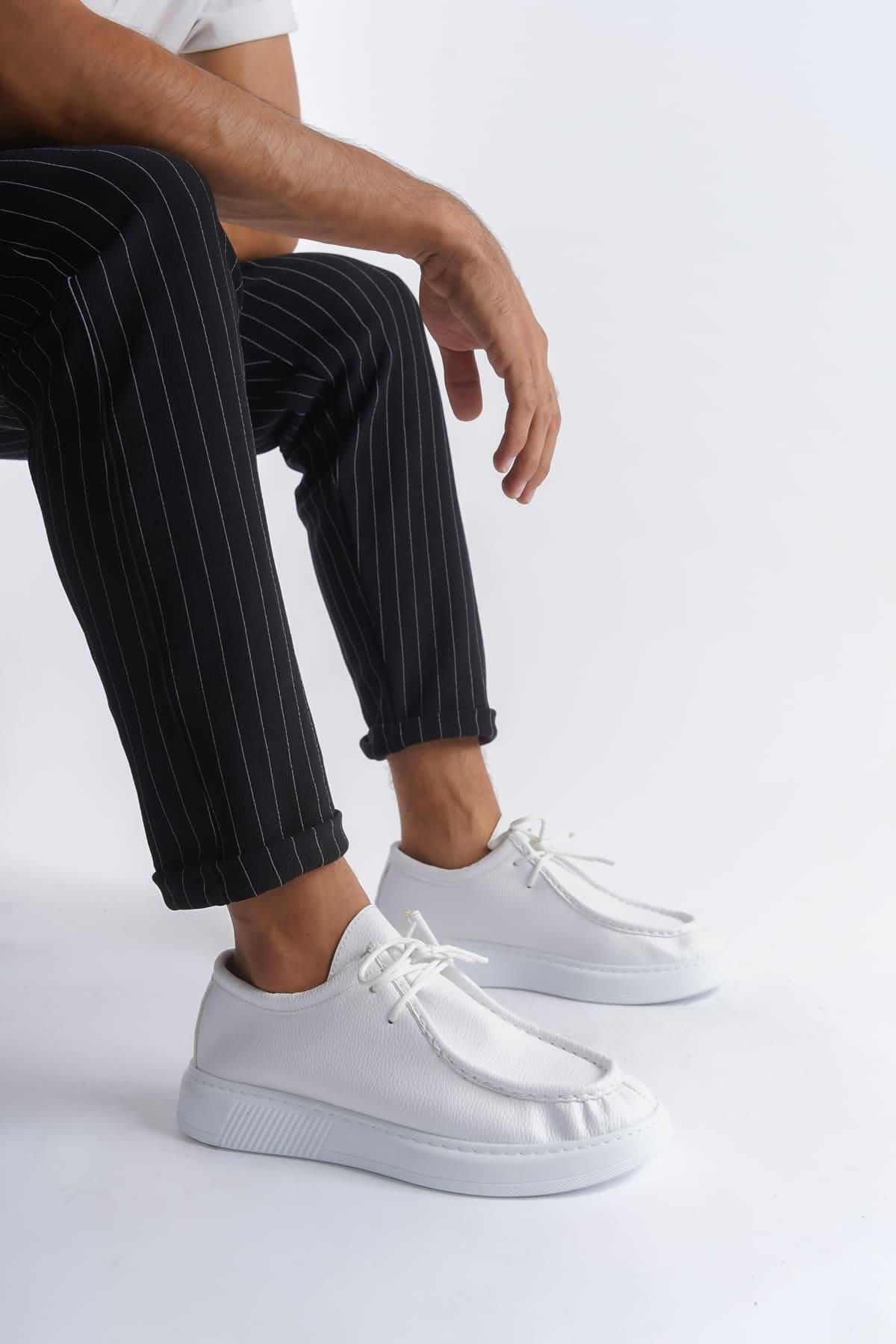 Byshoes SLW170 Tornado Bağcıklı Cilt Erkek Günlük Spor Klasik Ayakkabı CBT - Beyaz