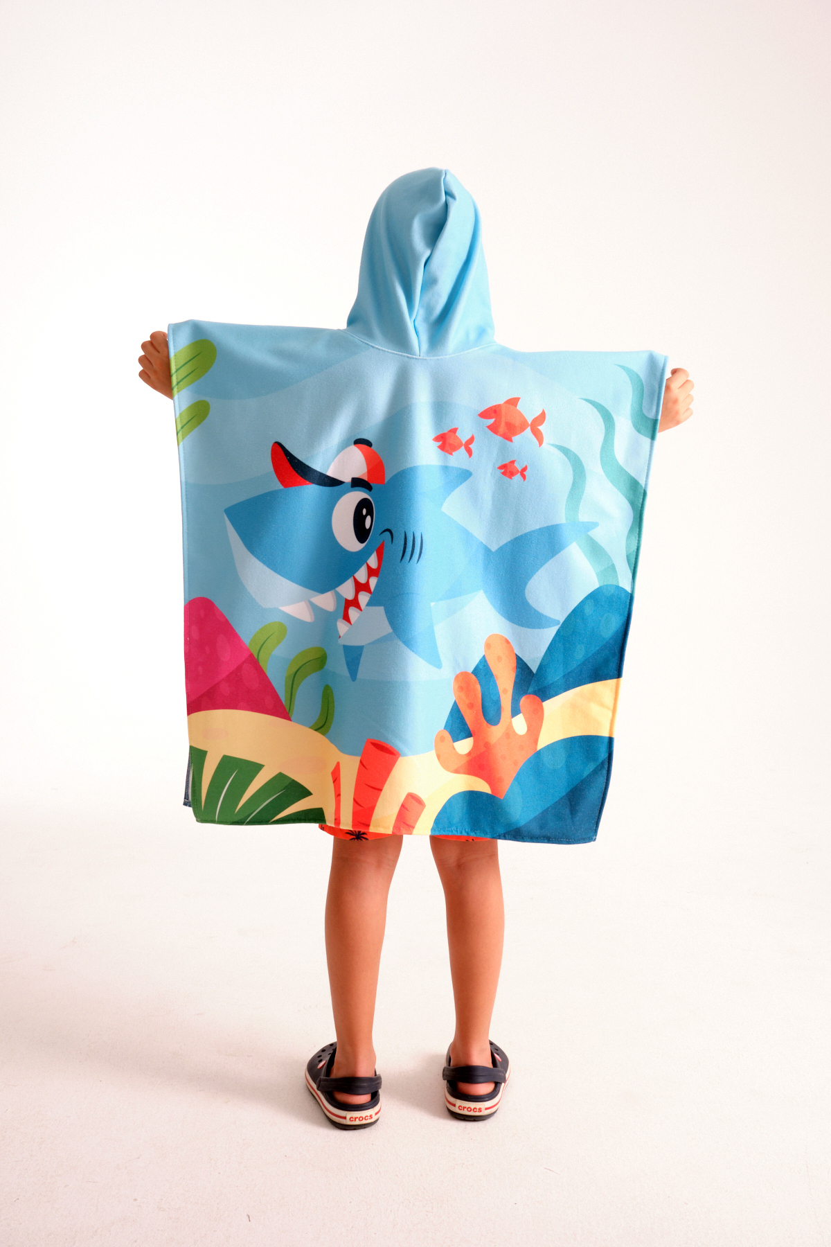 MoveBeach Unisex Çocuk Mavi Bornoz Havlu Panço fotoğrafı 7 (önizleme)