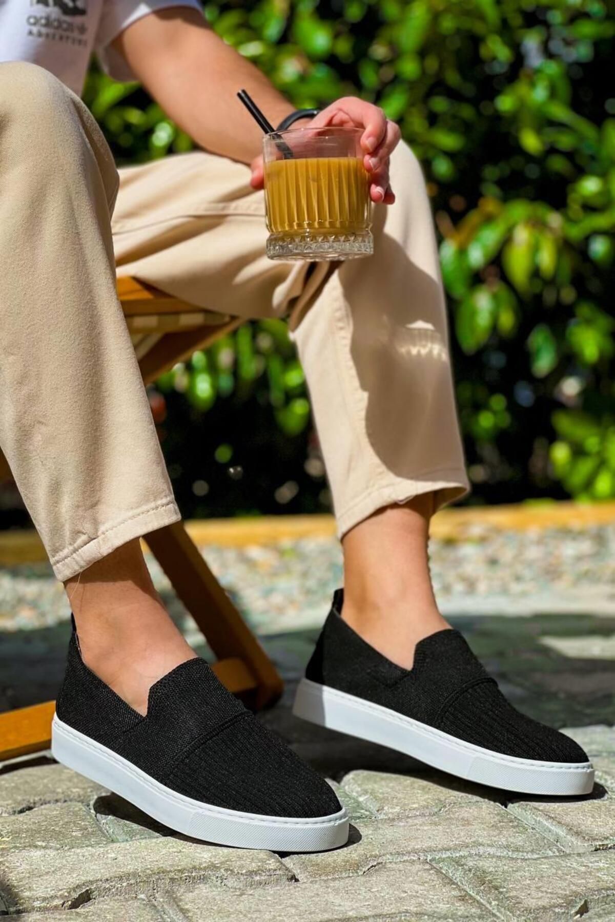 Byshoes KB-114 Kuback Siyah Triko Yüksek Taban Bağcıksız Günlük Erkek Ayakkabı