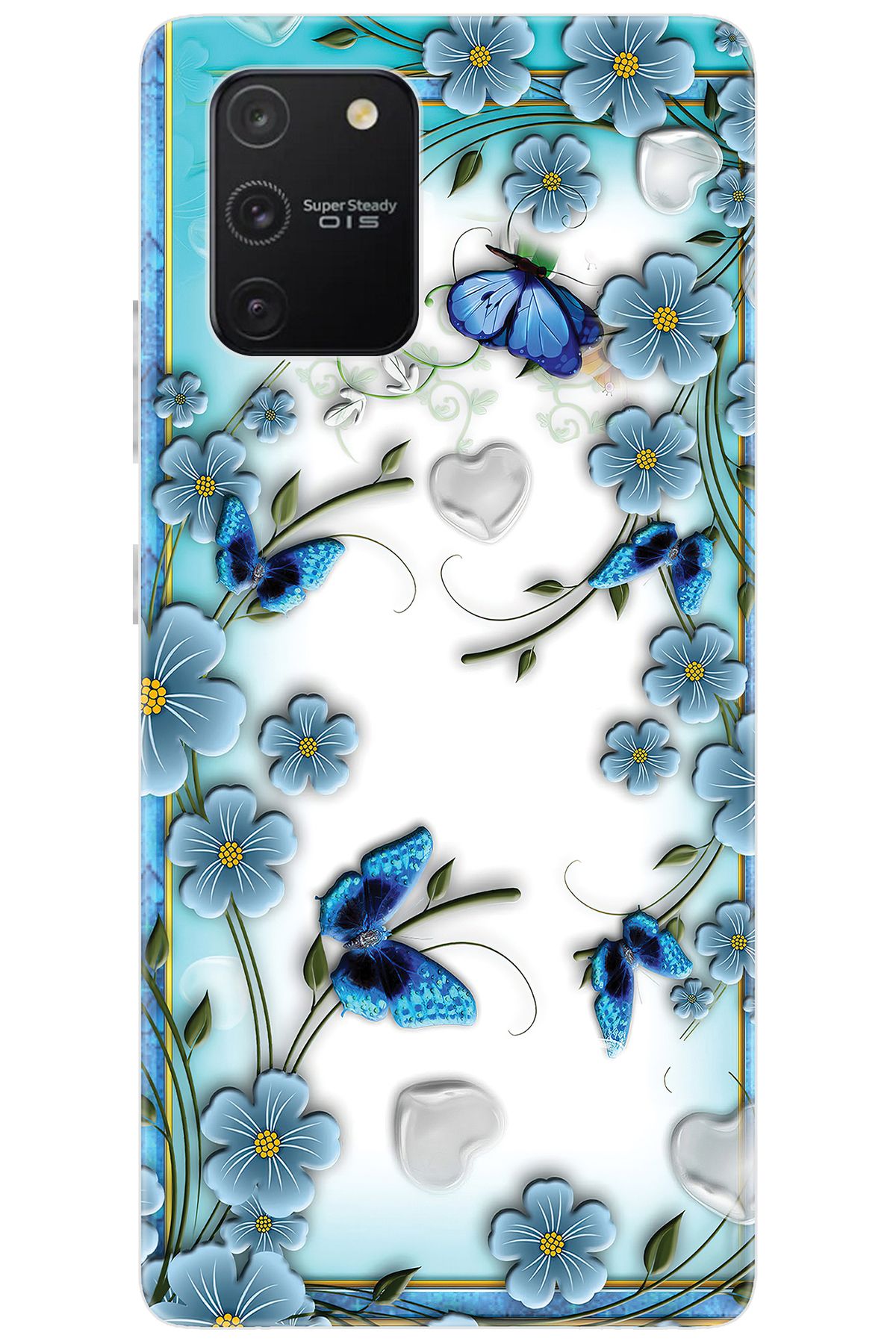 Ceppare Samsung Galaxy S10 Lite (SM-G770F) Uyumlu Kılıf Desen Silikon Çiçek ve Kelebekler STK:547 CP-R6dKHyC