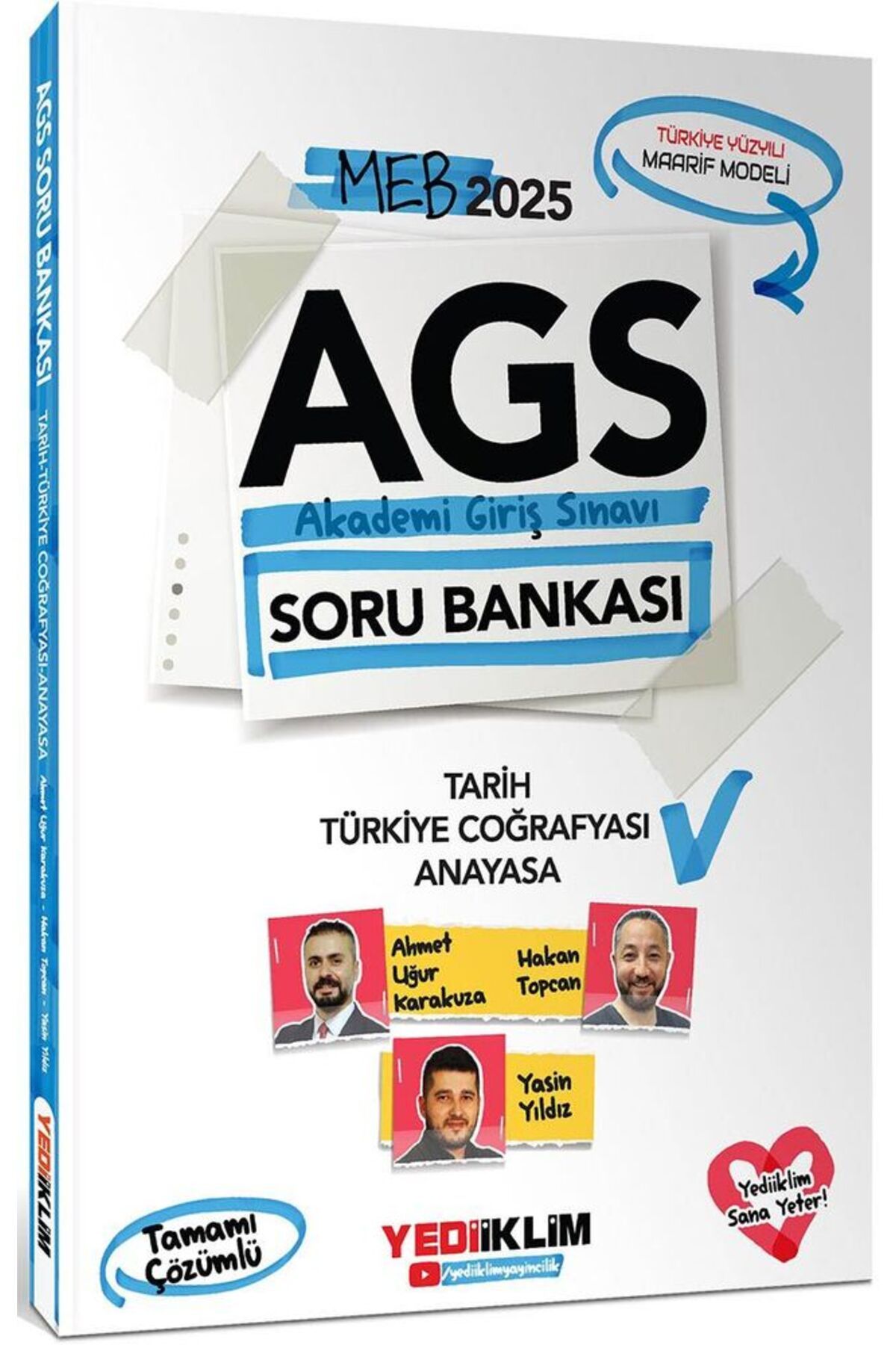 Yediiklim Yayınları Yediiklim 2025 MEB AGS Tarih Türkiye Coğrafyası ve Anayasa Tamamı Çözümlü Soru Bankası