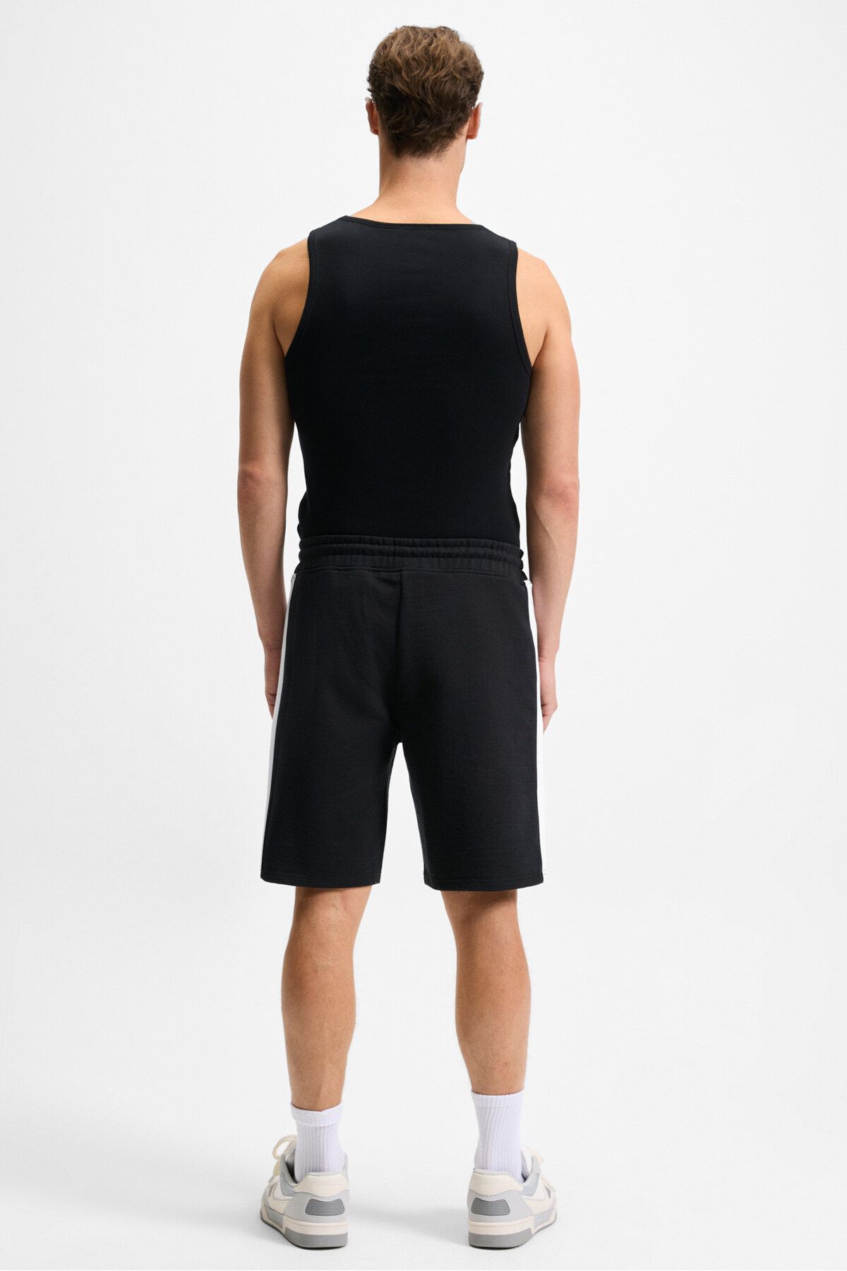 GRIMELANGE-Kepa Men's Elastic Waist Relaxed Fit Black Shorts with Pockets 6