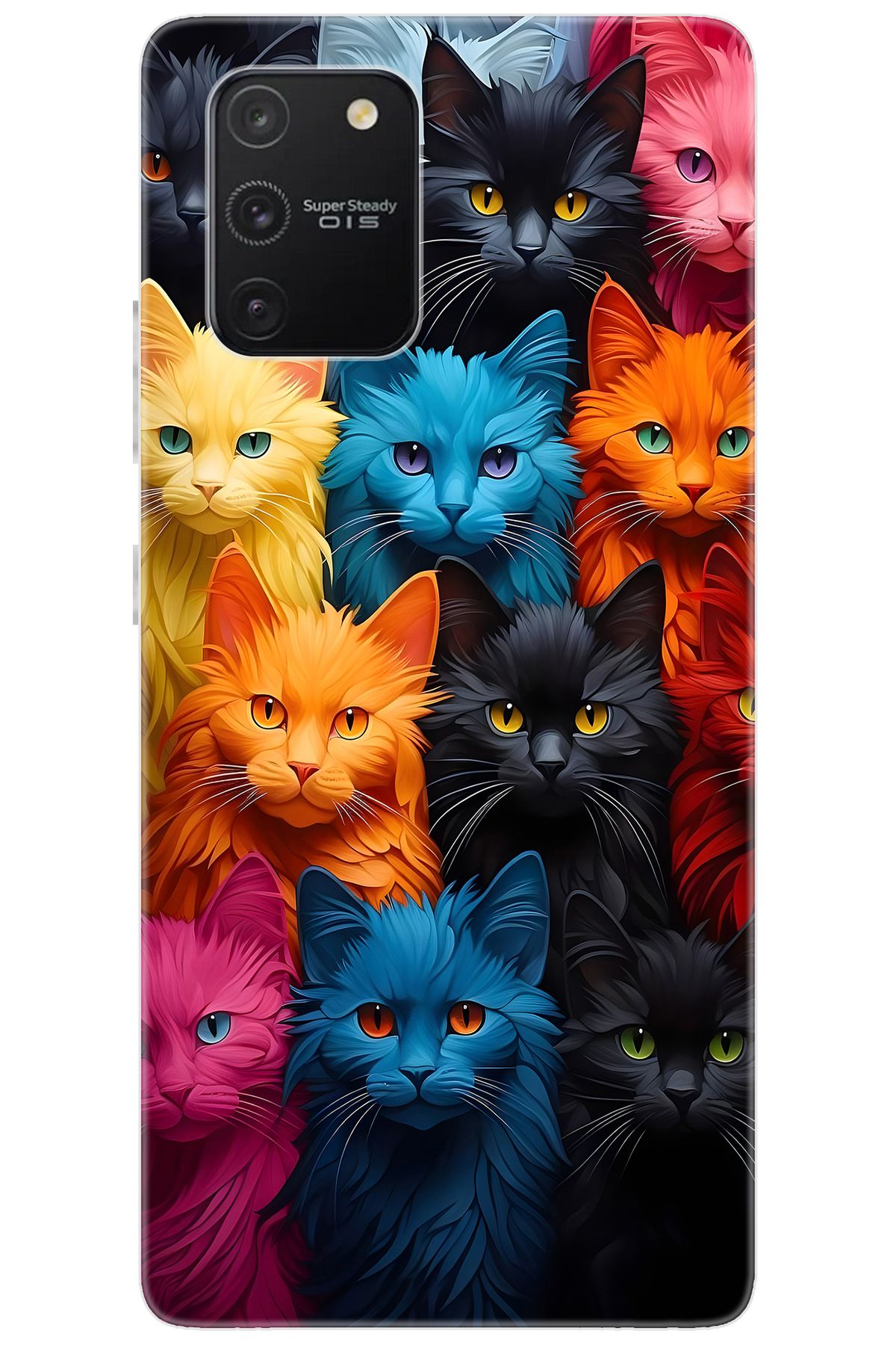 Ceppare Samsung Galaxy S10 Lite (SM-G770F) Uyumlu Kılıf Desenli Silikon Renkli Kediler STK:713 CP-klWLsre