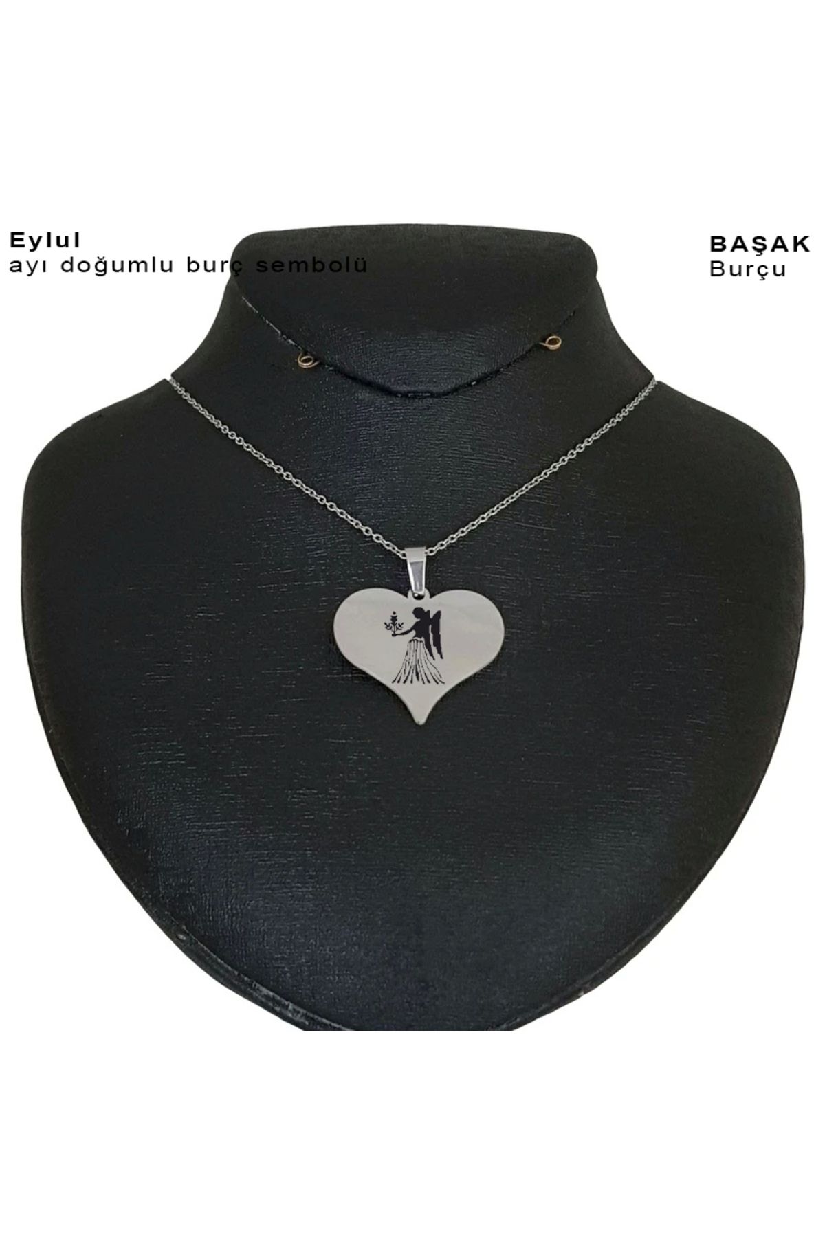 ARCHINO GOLD Başak Burçlarına Özel Zincirli Kalp Motifli 925 Ayar Gümüş Plakalı Hediyelik Kolye-456burç-gümüş