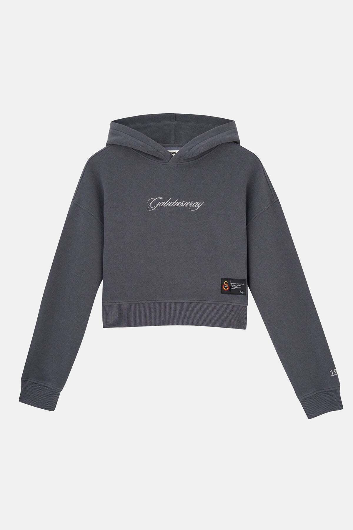 Reflect Studio GS 1905 Kadın Crop SuperSoft Hoodie - Antrasit
