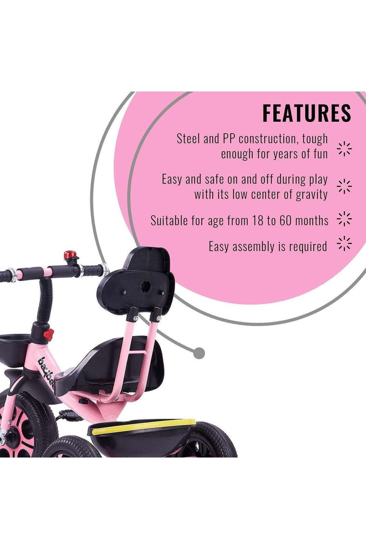 rexa-Tricycle for Kids, Smart Plug & Play Kids Cycle with Eva Wheels, High Backrest, 2