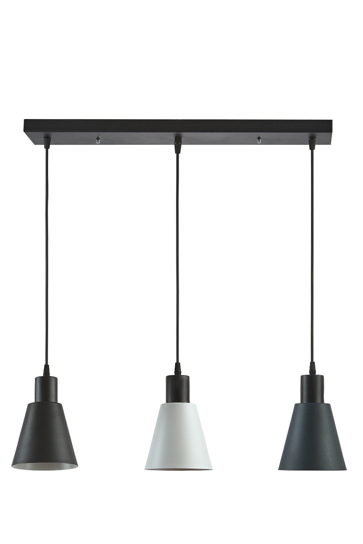Trendy Modern Decorative Cafe-kitchen Living Room Anthracite White Black Color 3-Line Pendant