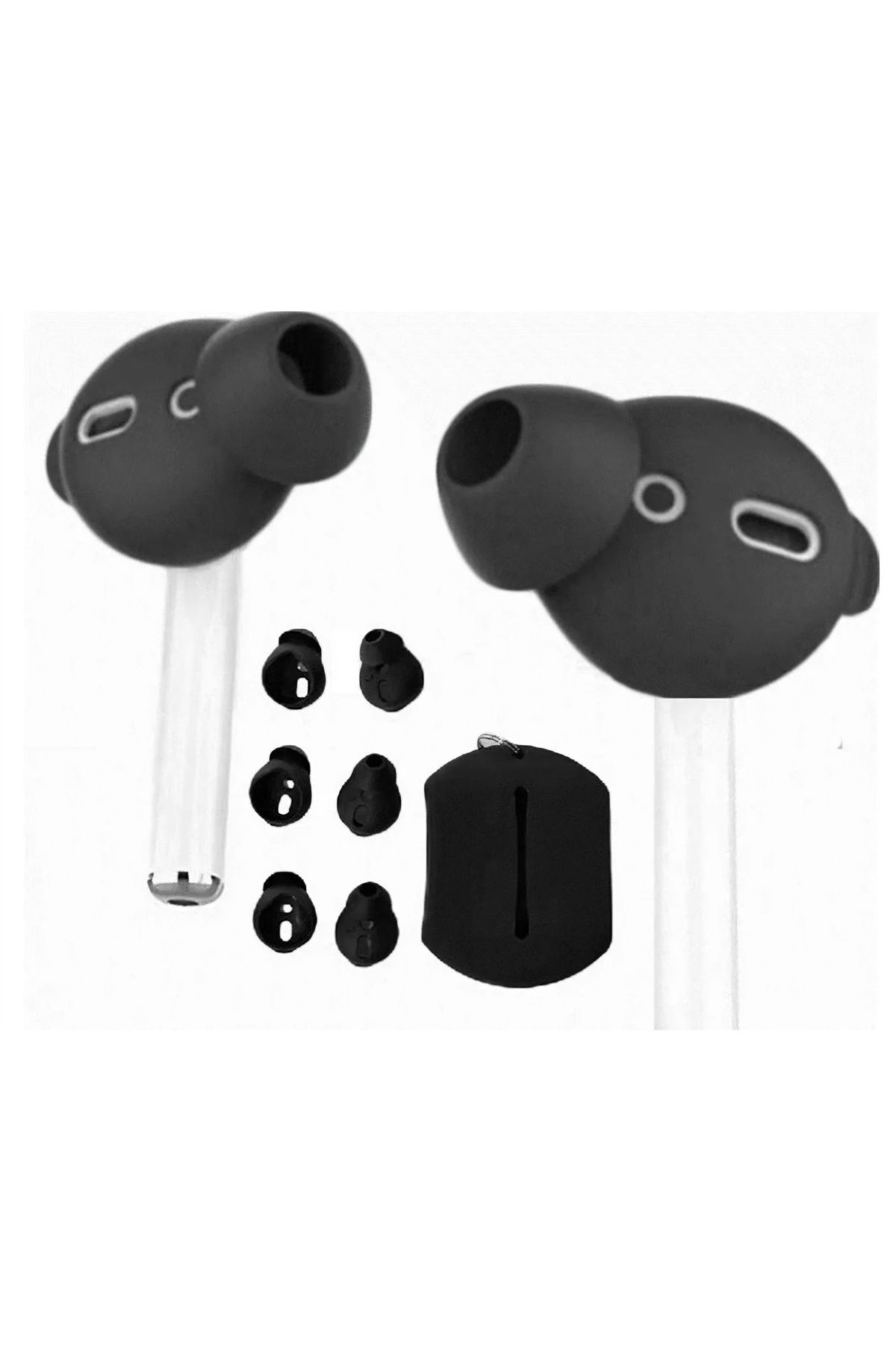 TEMMUZ AIRPODS 2 UYUMLU KULAKLIK UÇLARI VE KILIF SİLİKON 3 çift