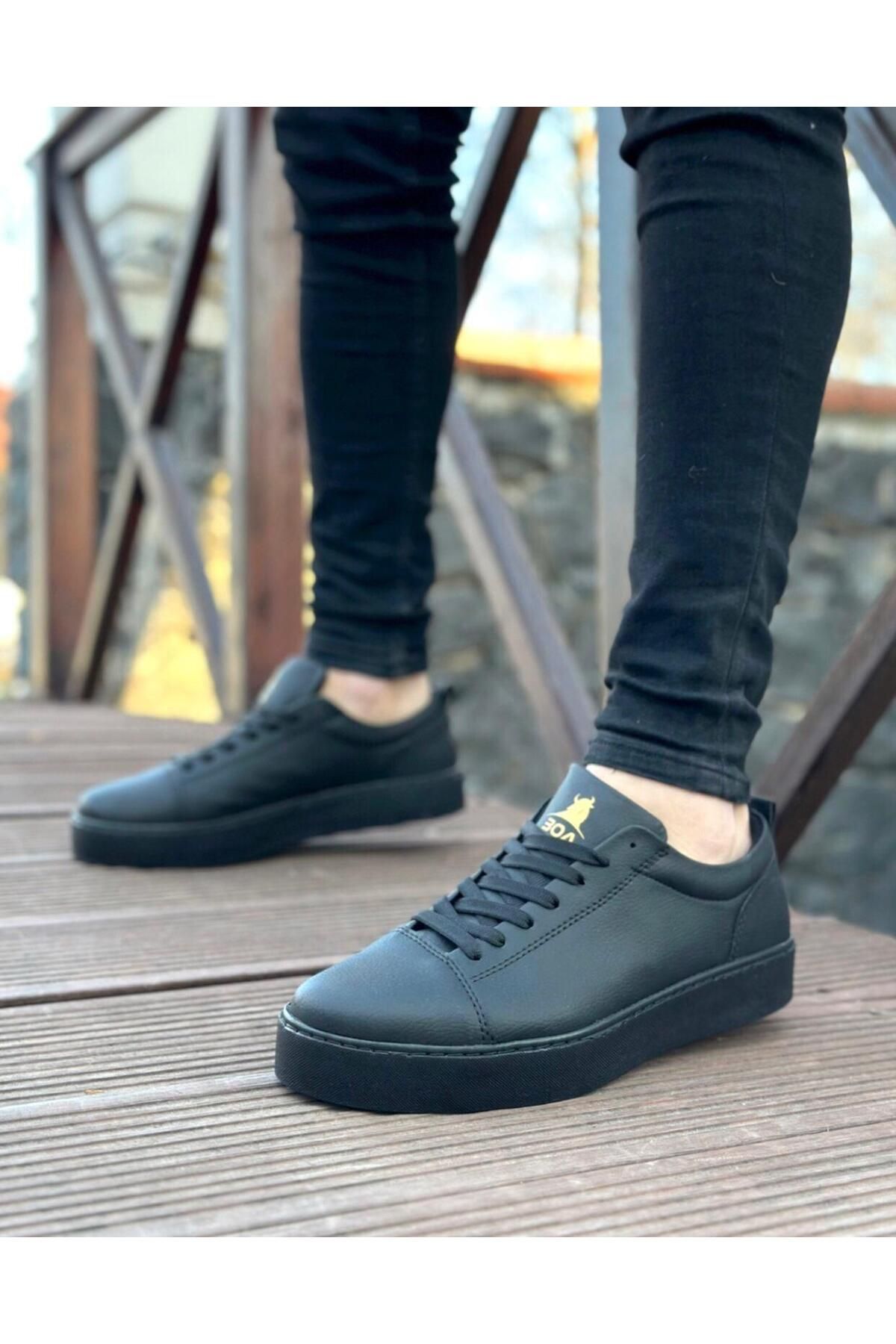 Byshoes BA0104 Bağcıklı Siyah Cilt Spor Klasik Erkek Ayakkabı